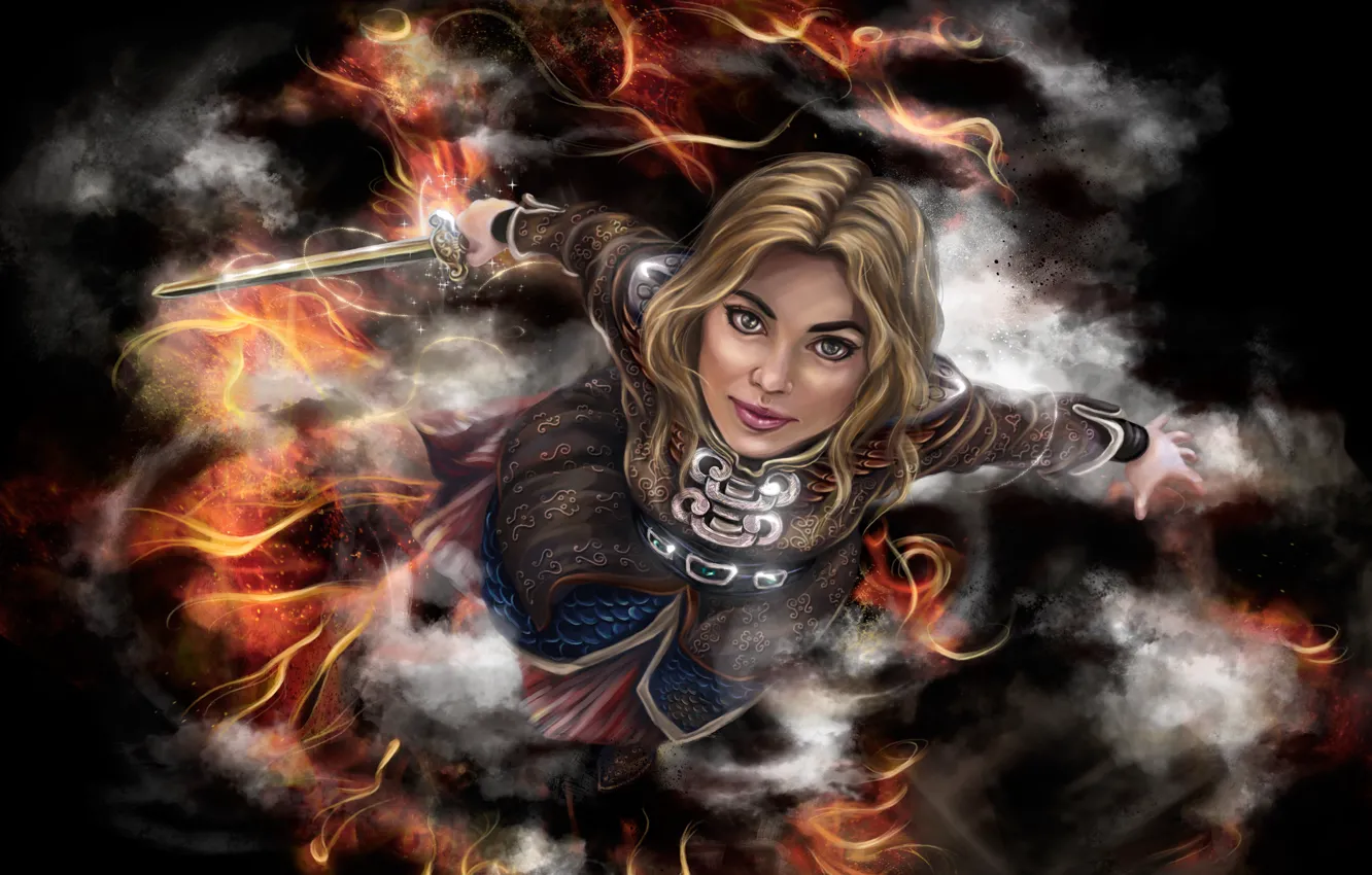 Photo wallpaper look, weapons, sword, pirates, fantastic. art. girl