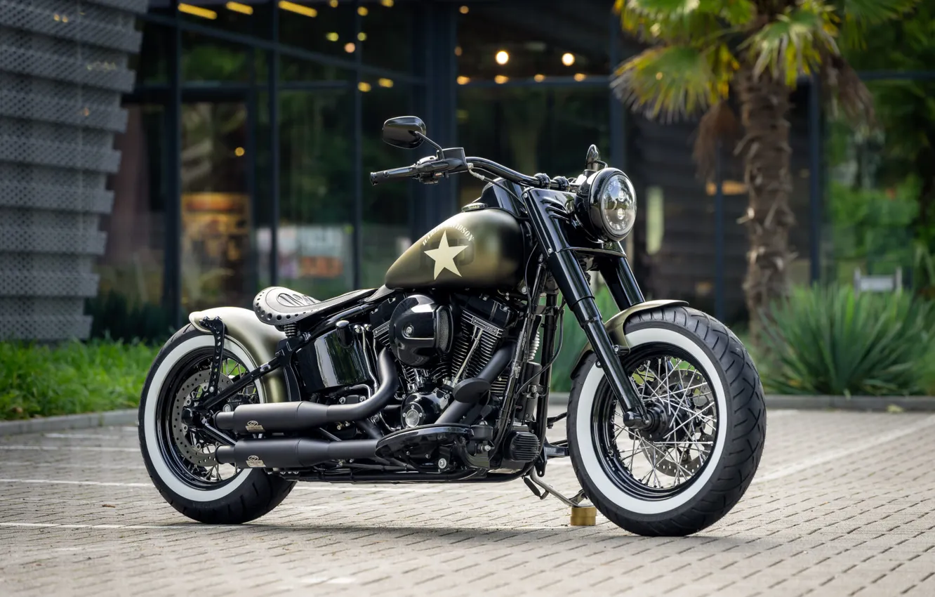 Photo wallpaper Front, Harley-Davidson, Tuning, Softail, Customized, Thunderbike, Olive Joe, Custombikes