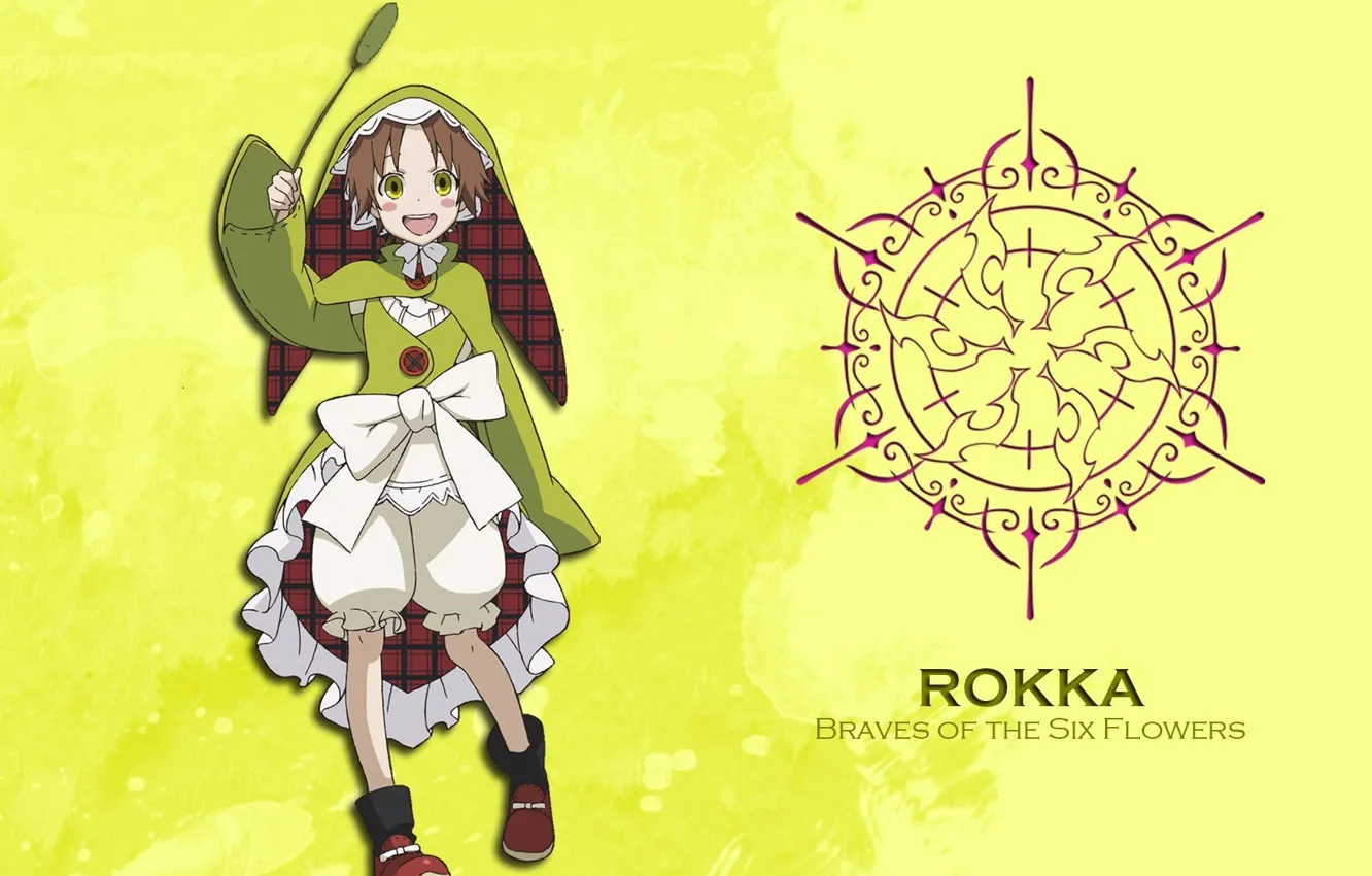 Photo wallpaper logo, flower, yellow, smile, anime, pretty, assassin, hero