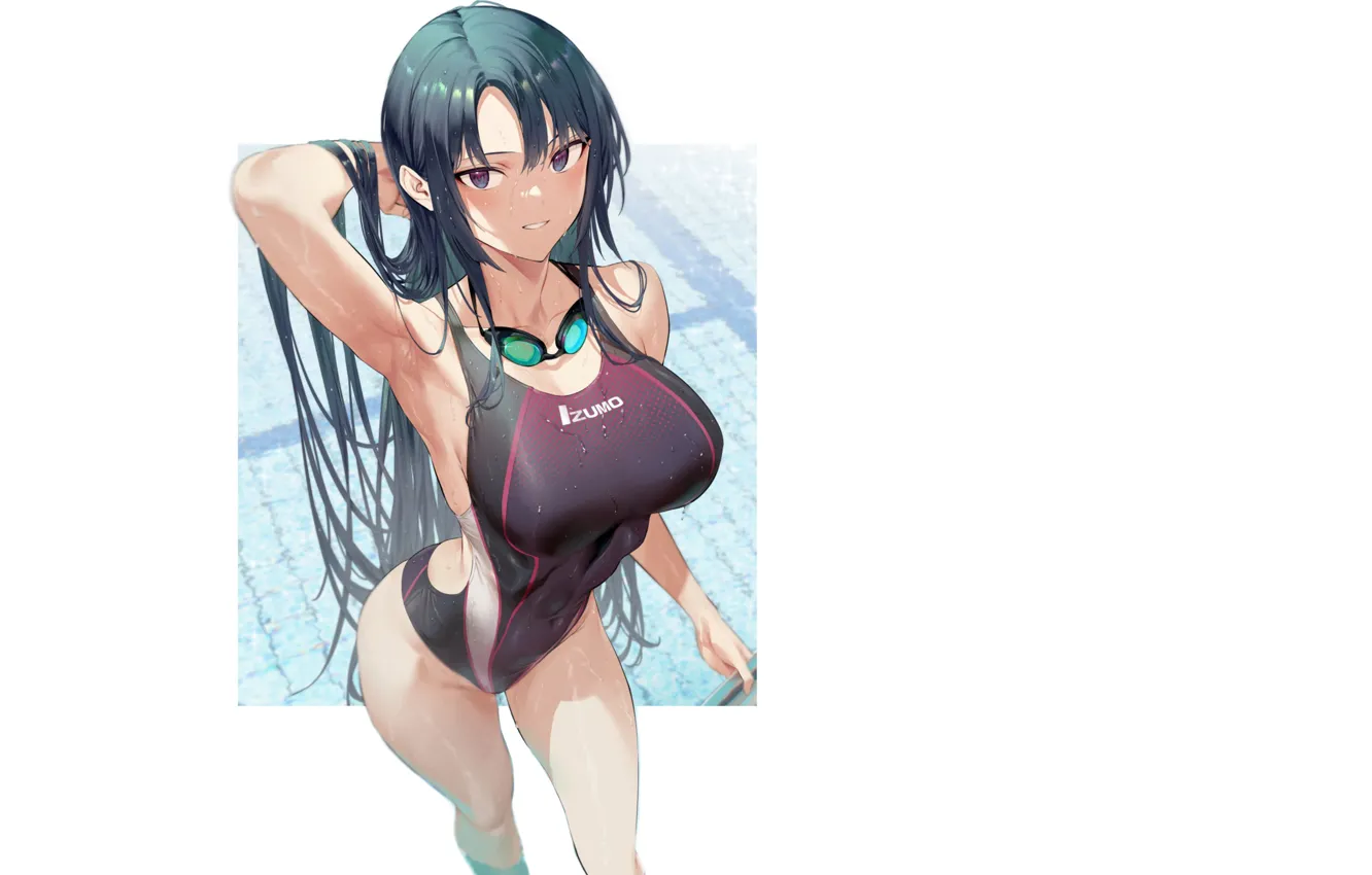 Photo wallpaper girl, hot, sexy, pool, boobs, sexy girl, anime, water