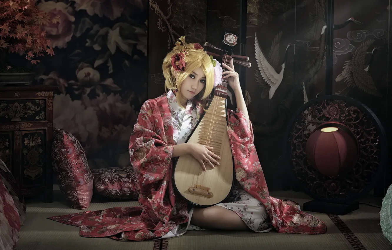 Photo wallpaper girl, music, Asian