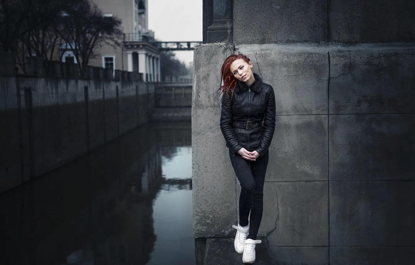 Photo wallpaper the city, jacket, redhead, girl Natasha