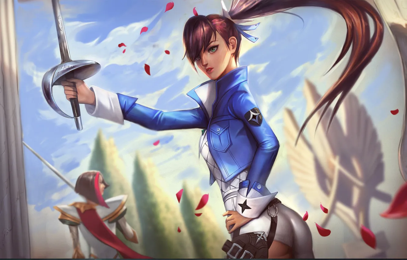 Photo wallpaper girl, weapons, League of Legends, Fiora, Cross-Over, Black Survival, by Tony Maverick