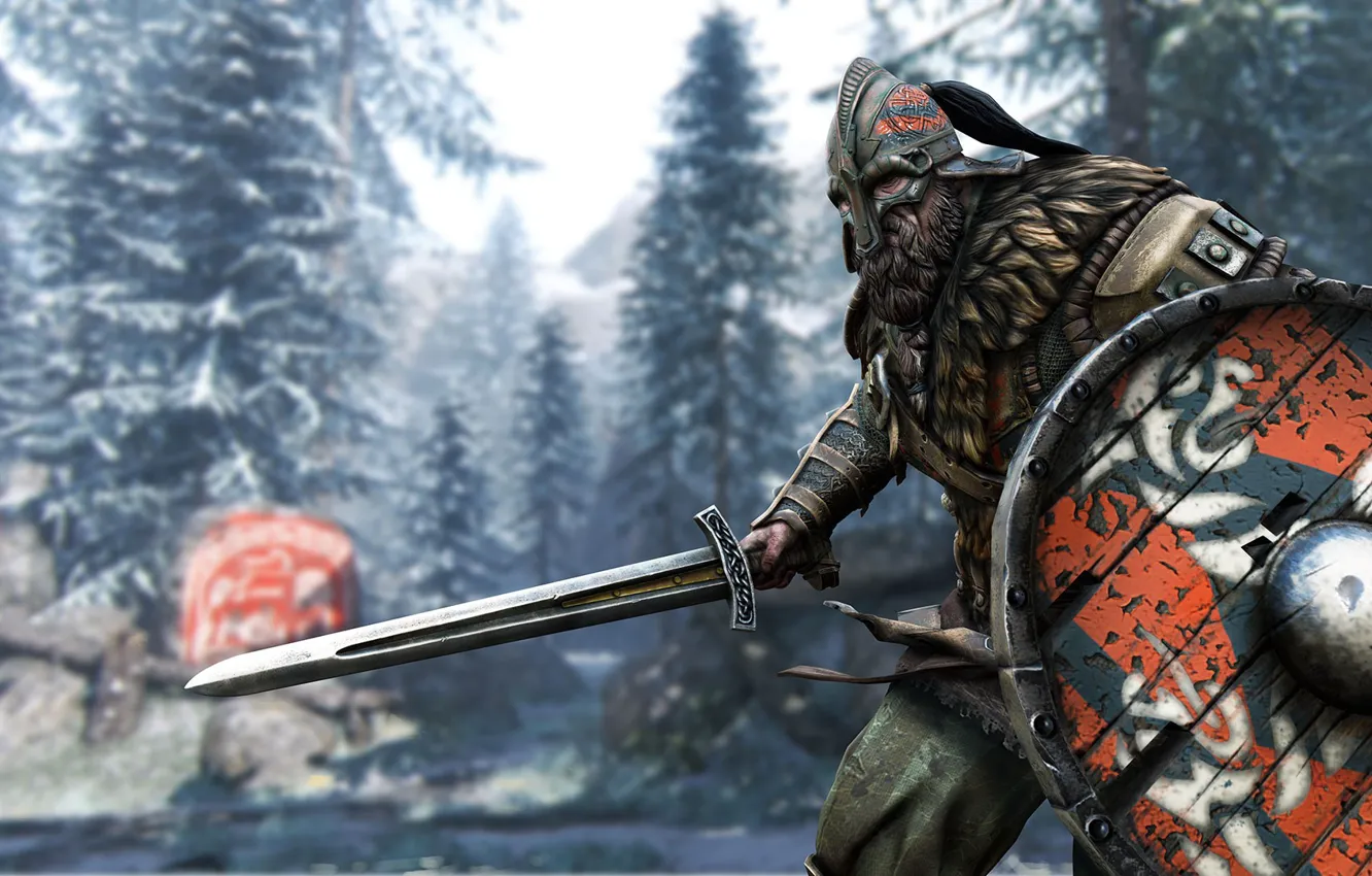 Photo wallpaper sword, game, armor, ken, blade, viking, pearls, For Honor