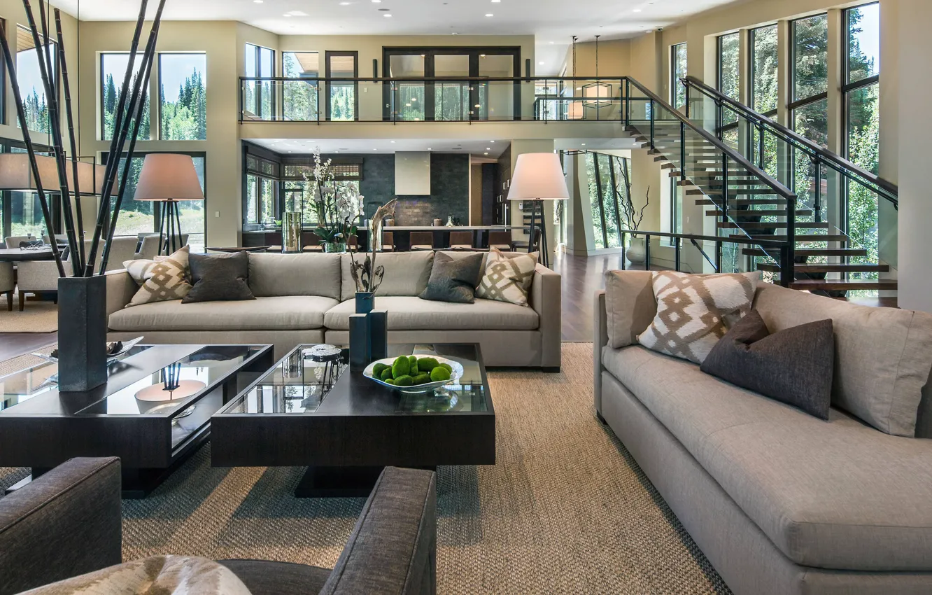 Photo wallpaper Villa, interior, kitchen, living room, dining room, by LMK Interior Design, Freeman Residence