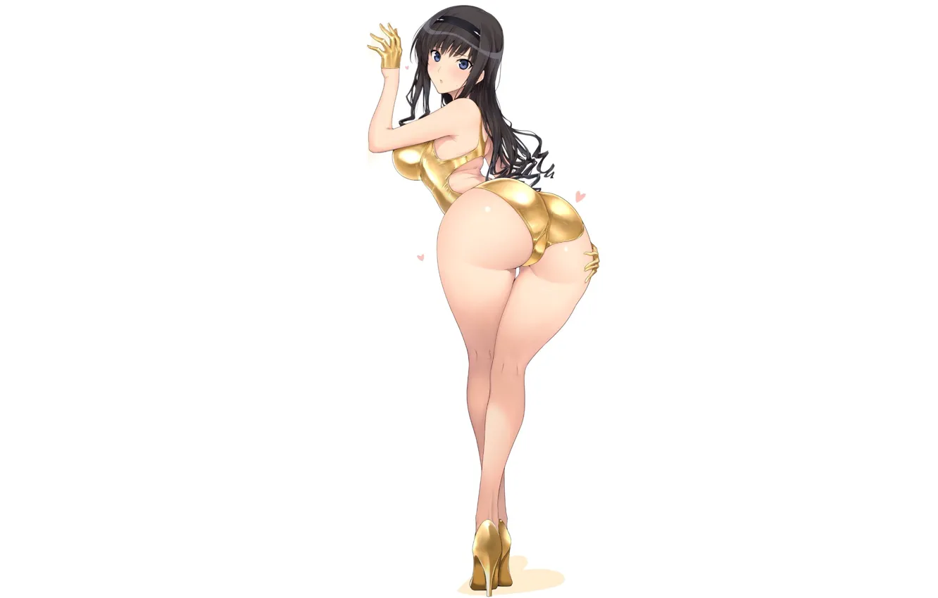 Photo wallpaper girl, golden, sexy, gold, ass, anime, butt, babe