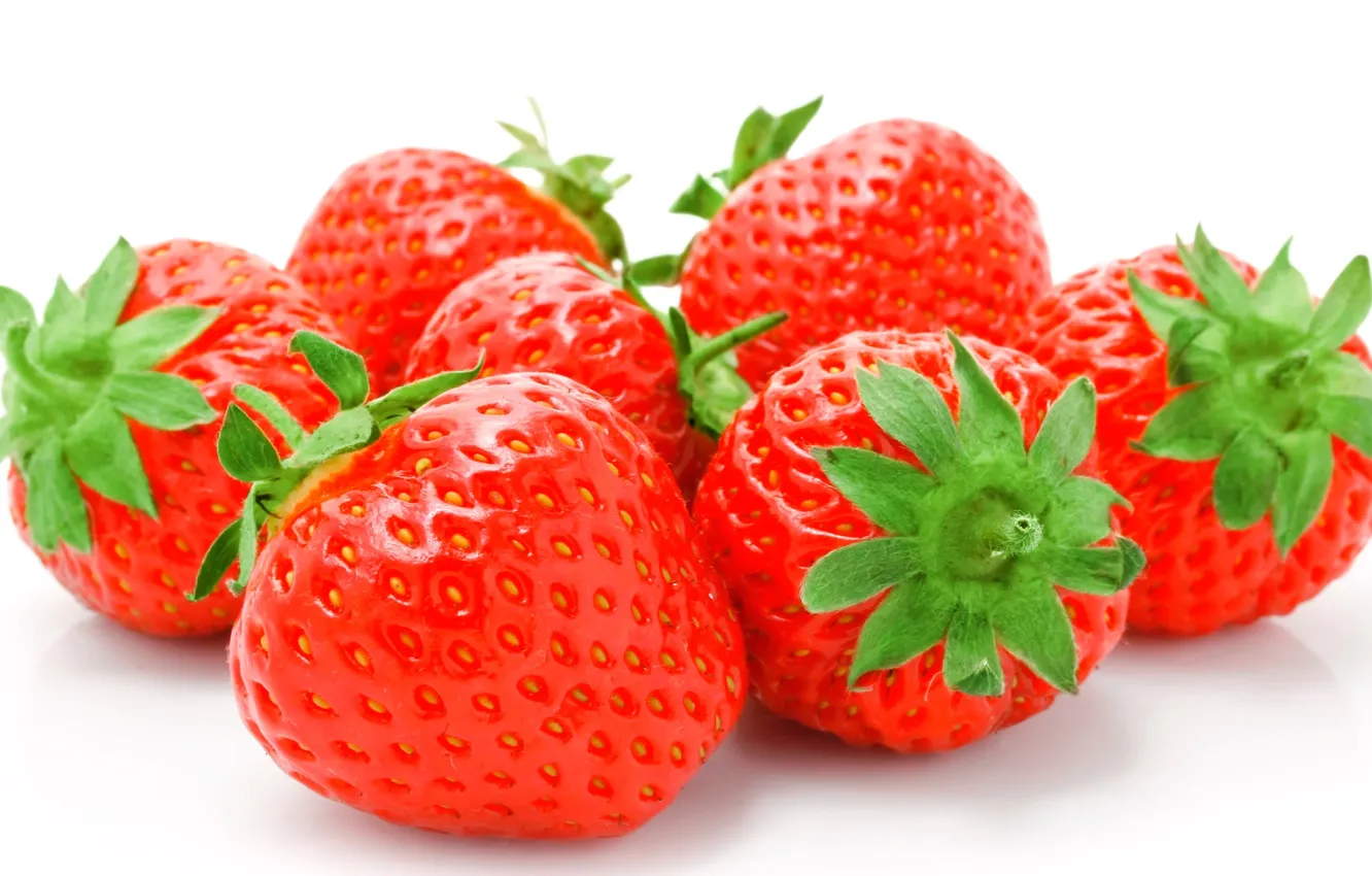 Photo wallpaper strawberry, berry, white background, strawberry