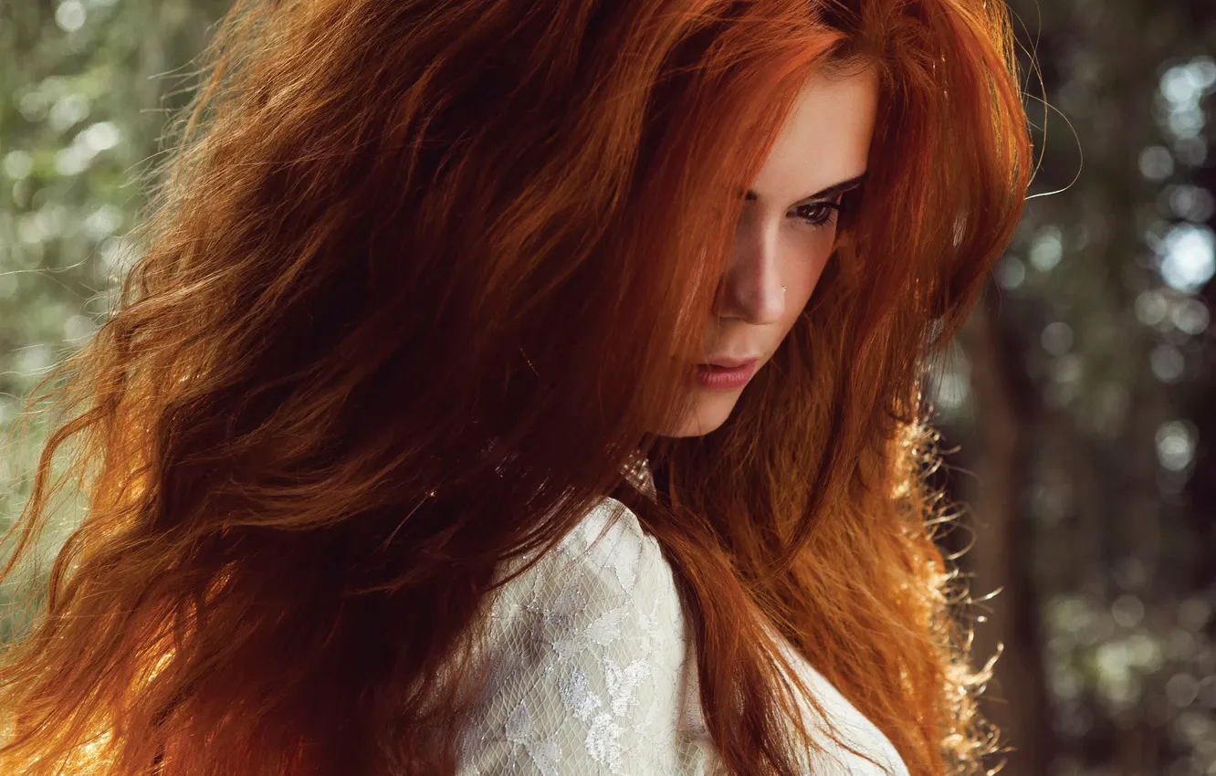 Photo wallpaper look, portrait, redhead, solar