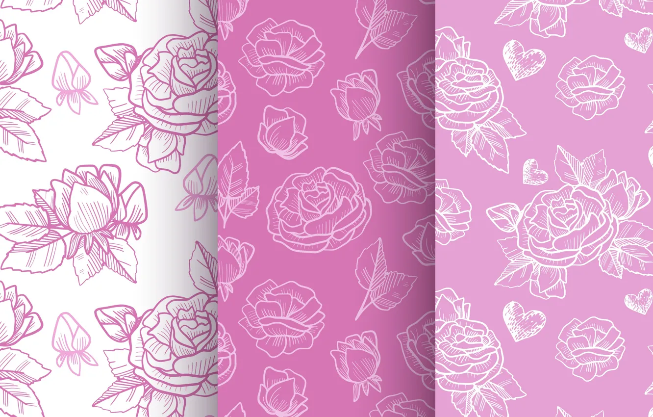 Photo wallpaper rose, patterns, purple, decorative