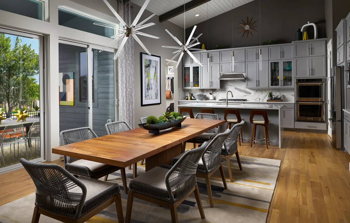 Photo wallpaper design, style, interior, kitchen, dining room, Luxury Home in Denver