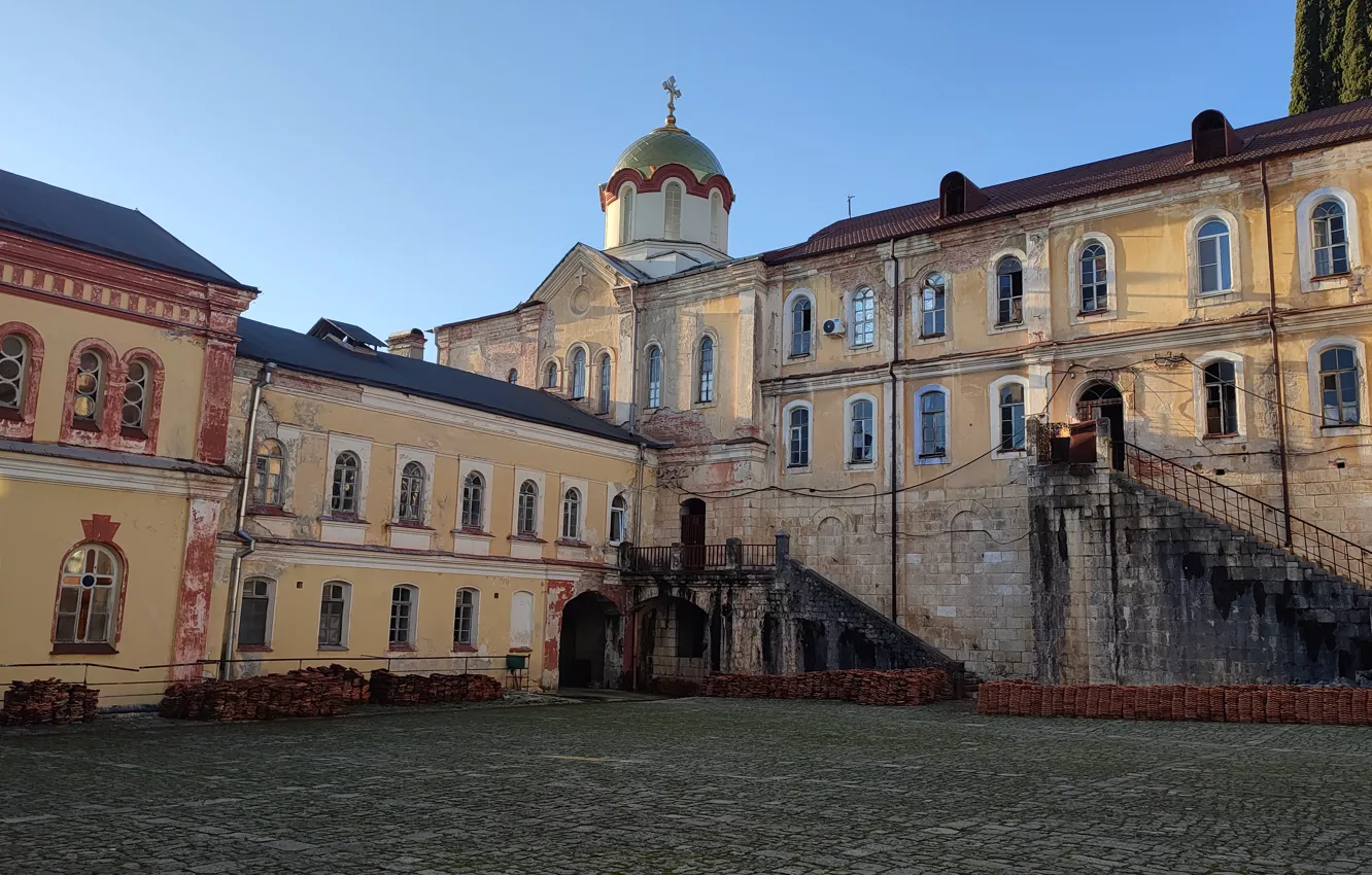 Photo wallpaper Church, temple, the monastery, Holy places, New Athos, beautiful buildings