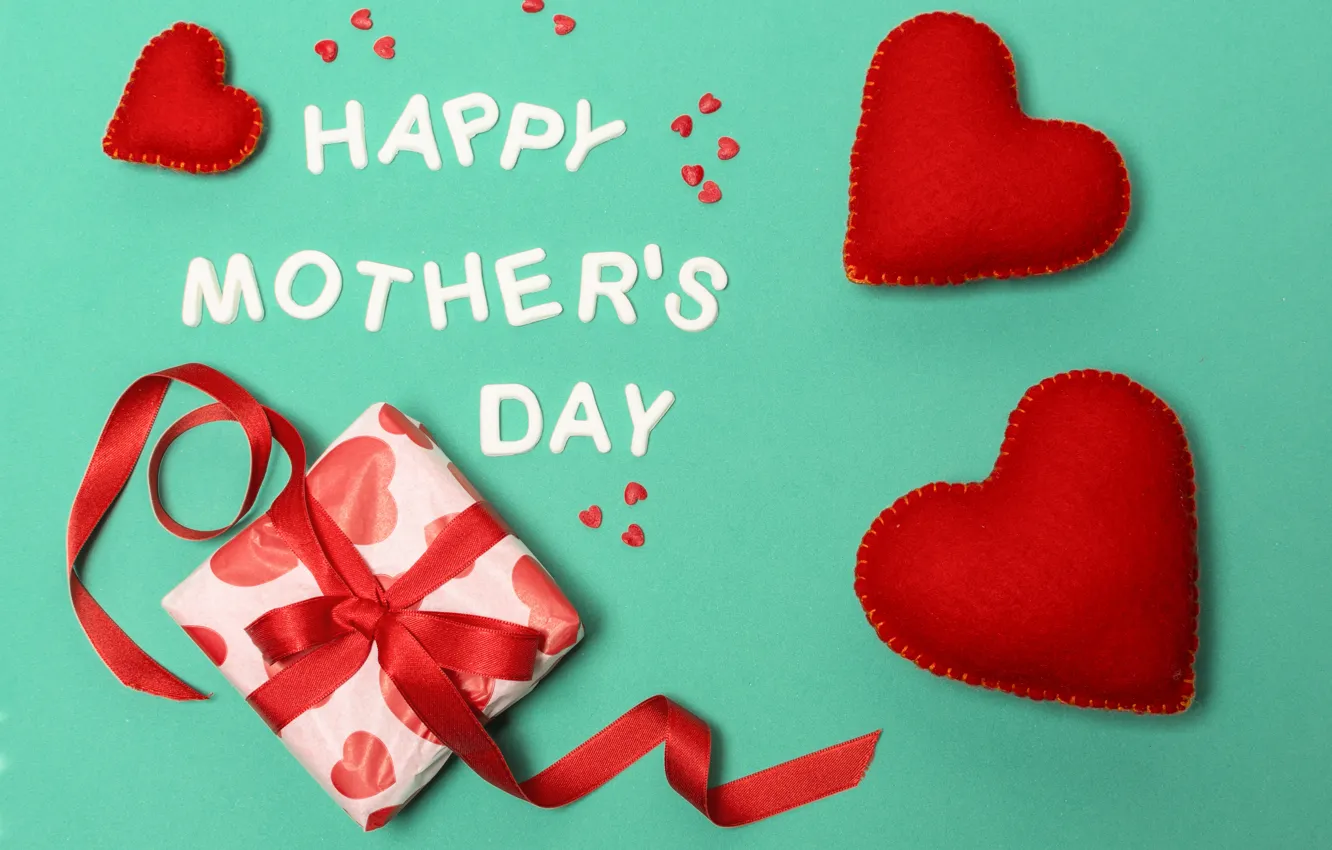 Photo wallpaper gift, hearts, Happy, Mother's Day