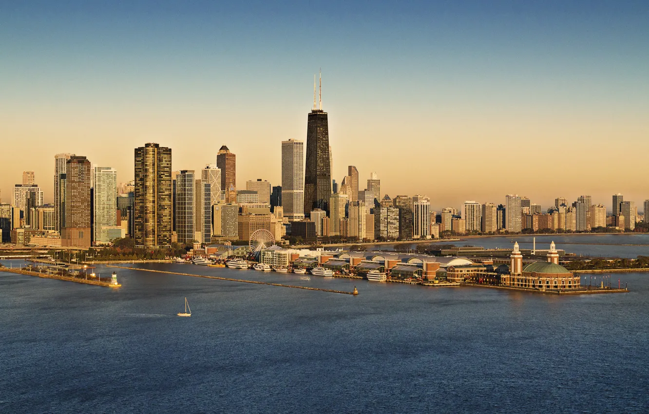 Photo wallpaper city, the city, skyscrapers, Chicago, USA, Chicago, Illinois