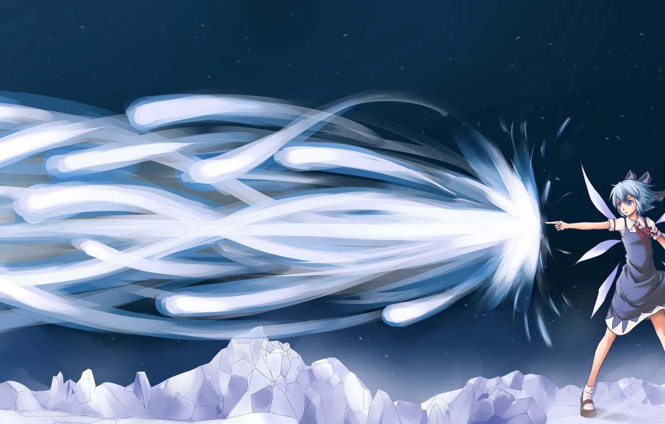 Photo wallpaper girl, magic, wings, anime, art, bow, touhou, Cirno