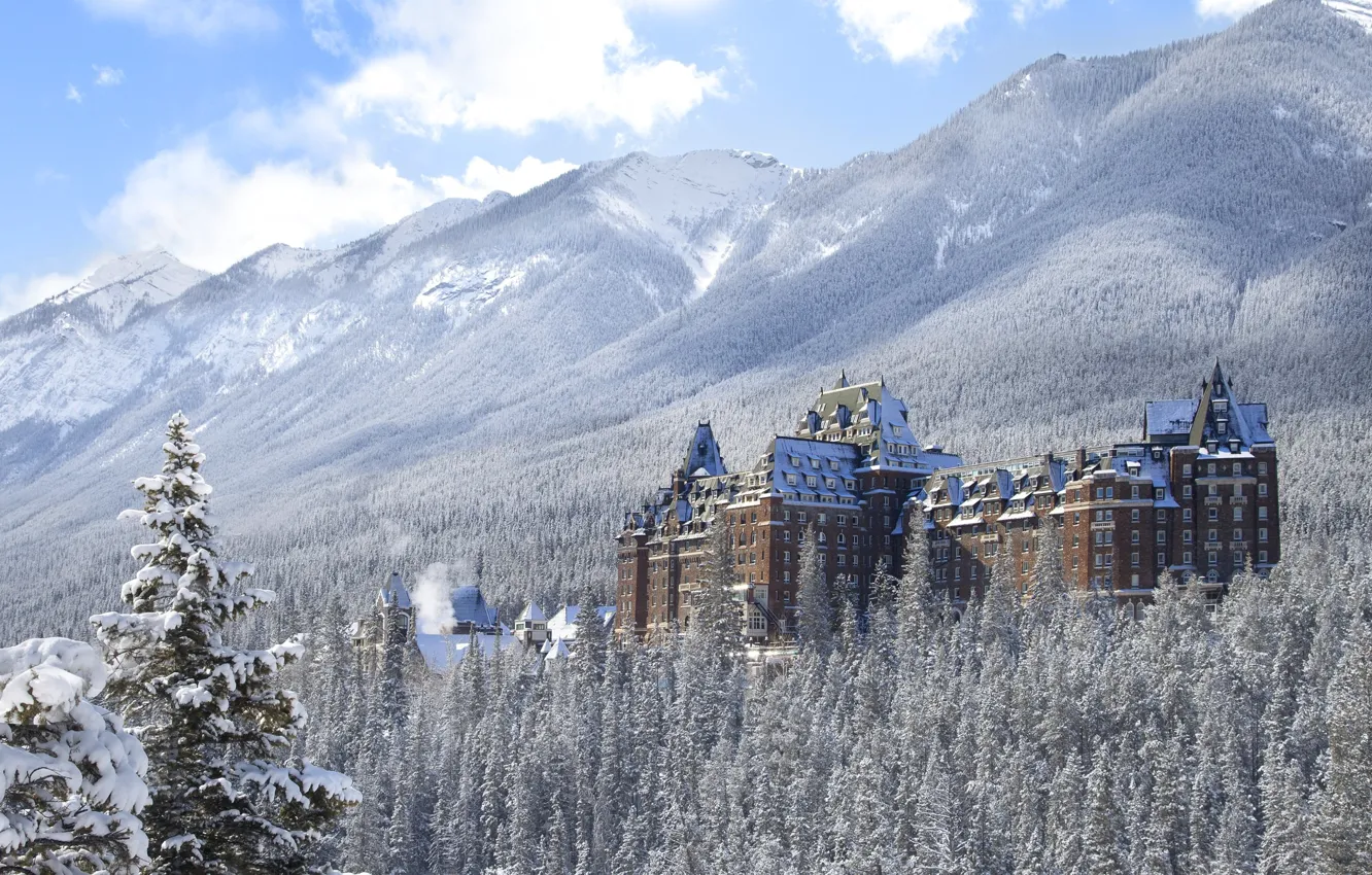 Photo wallpaper Canada, Albert, the hotel, Rocky mountains, Banff national Park, Rocky Mountains, Fairmont Banff Springs, Banff …