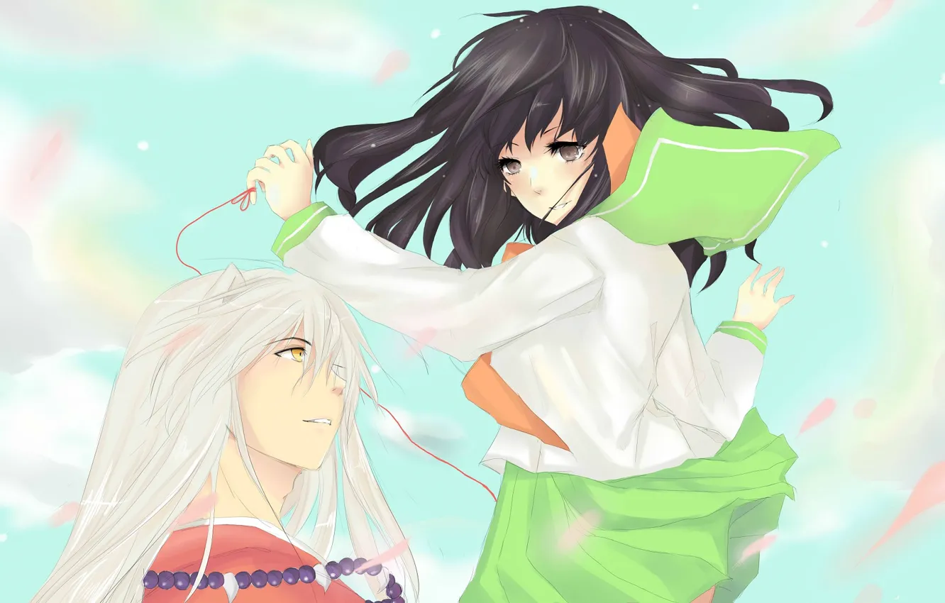 Photo wallpaper girl, anime, art, guy, Inuyasha, Kagome, InuYasha