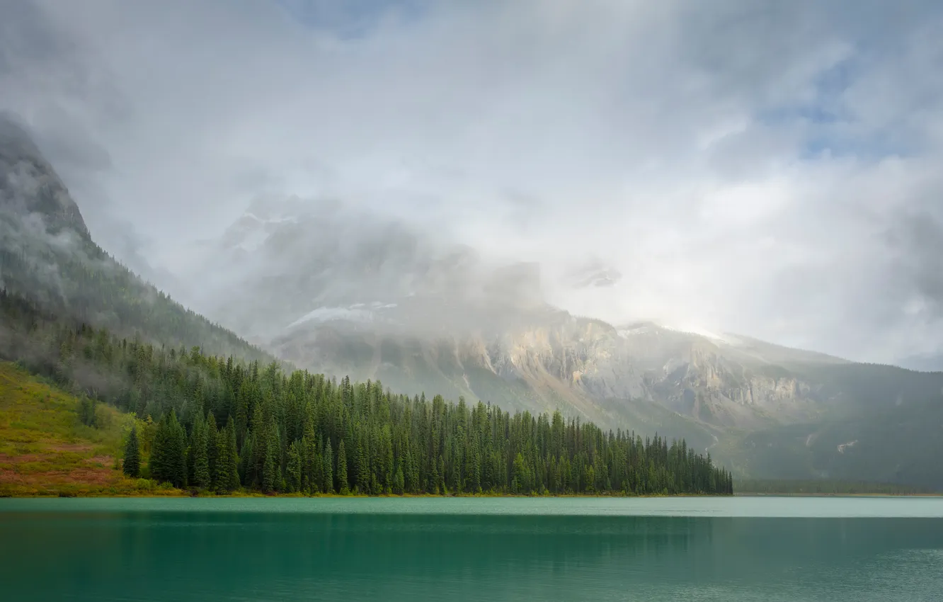 Photo wallpaper clouds, landscape, mountains, lake, Canada, Yoho National Park