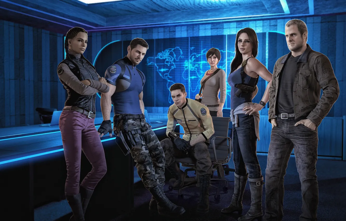 Wallpaper resident evil, capcom, jill valentine, sheva alomar, chris ...