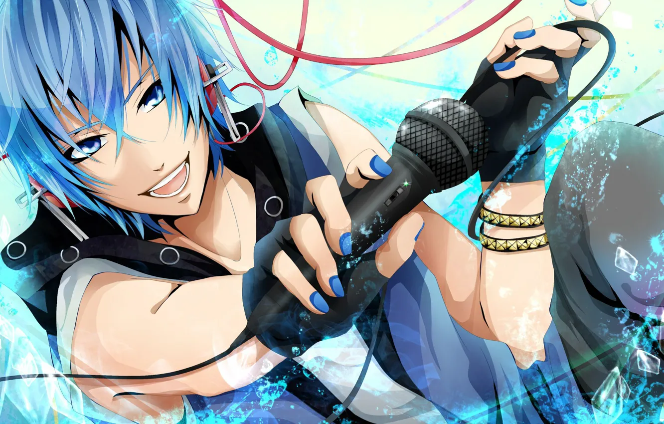 Photo wallpaper music, anime, art, microphone, guy, vocaloid, Vocaloid, Shion Kaito