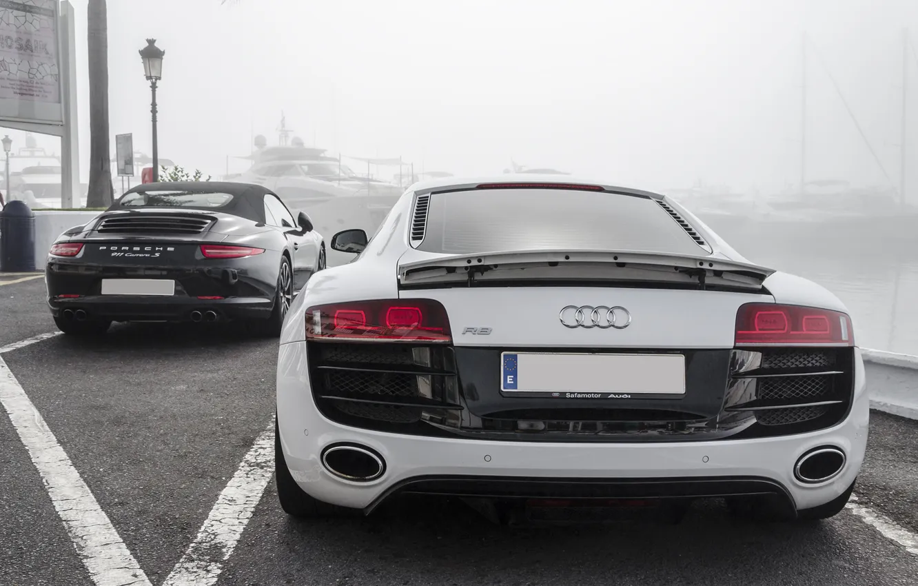 Photo wallpaper Audi, Porsche, white, 991, Carrera S