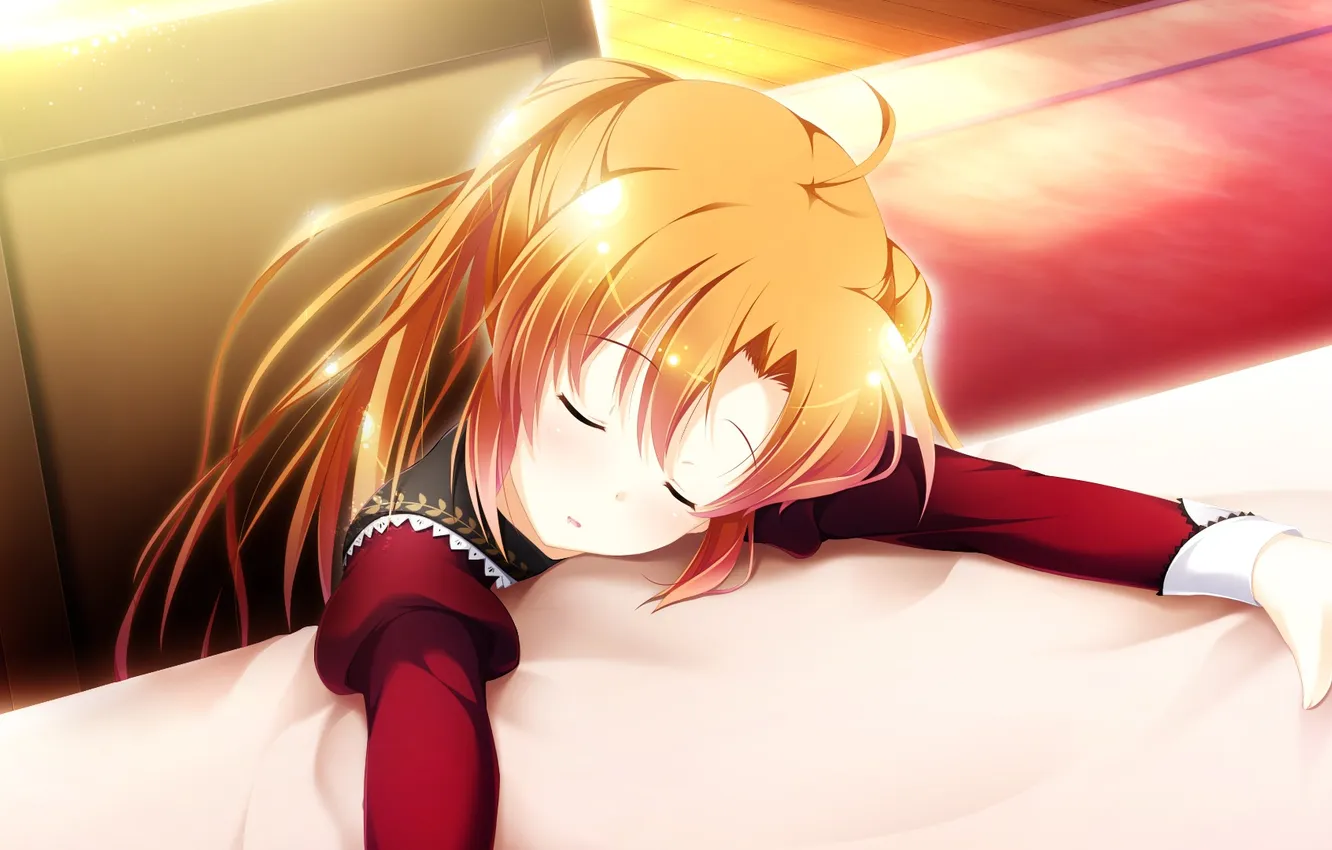 Photo wallpaper girl, sleeping, game cg, Sakura Mau Otome no Rondo, Aragaki Wakana