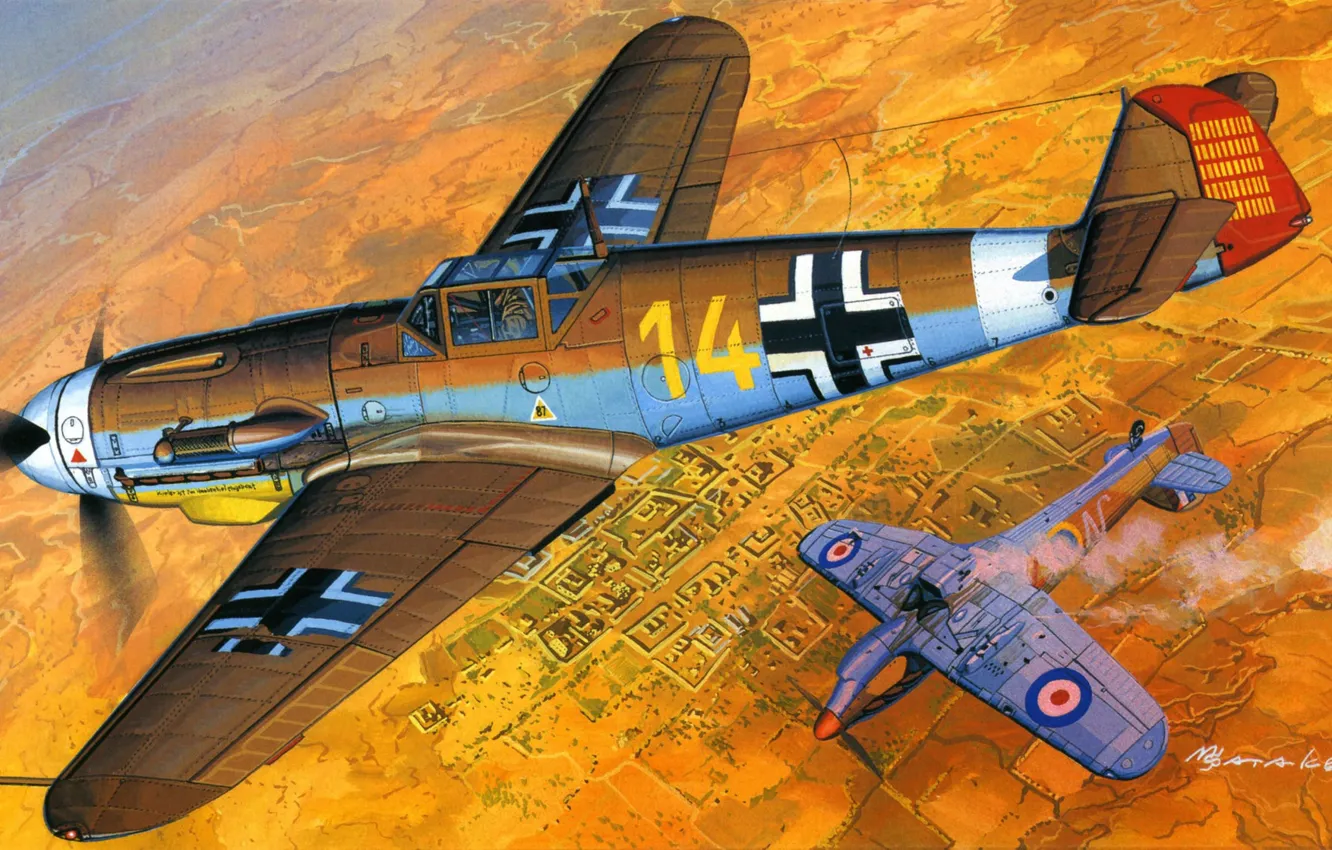 Photo wallpaper Messerschmitt, Air force, Bf-109F, Bf-109F-4/trop