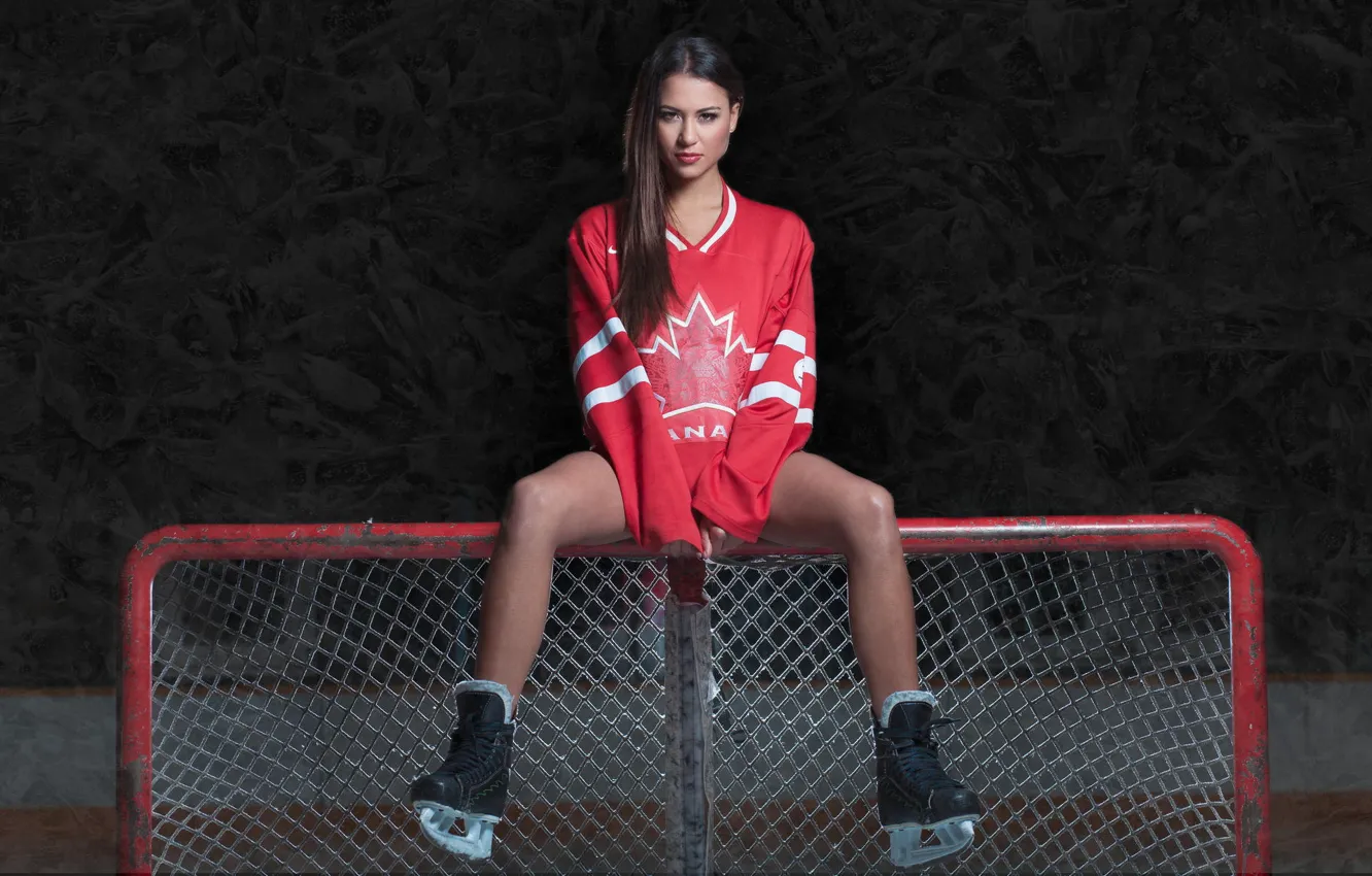 Photo wallpaper girl, gate, Canada, form, girl, hockey, Nicole, skates