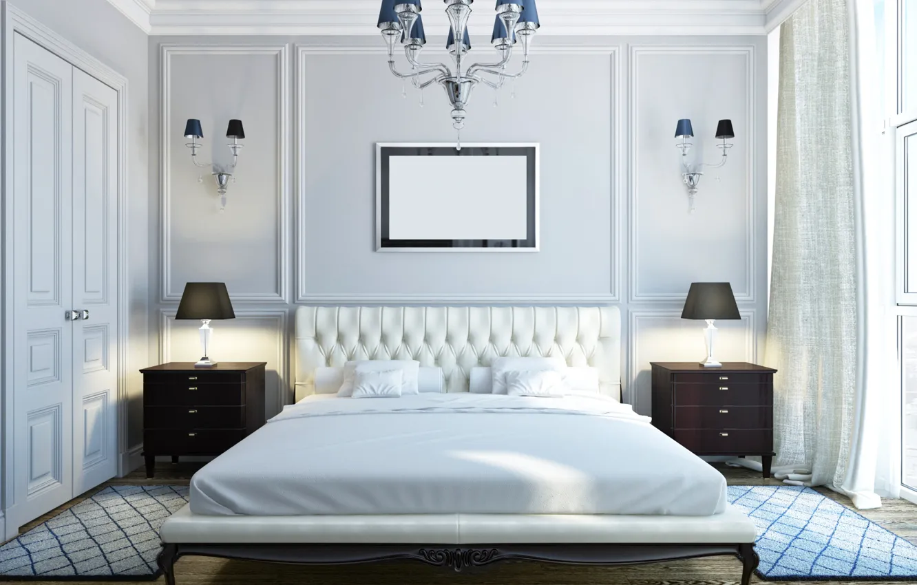 Photo wallpaper room, Villa, interior, chandelier, mansion, luxury, bedroom, bedroom