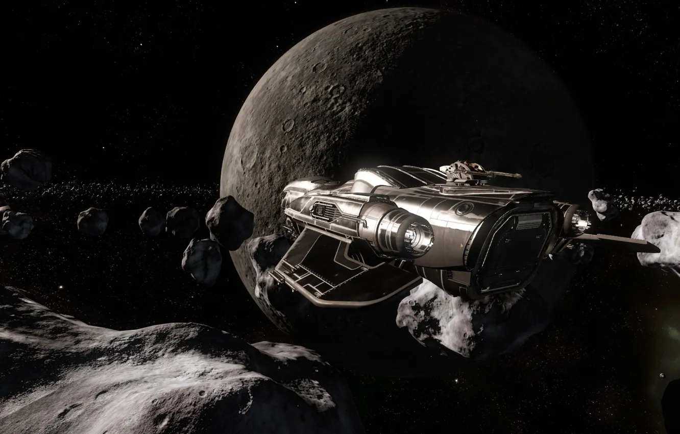 Photo wallpaper space, flight, fragments, belt, spaceship