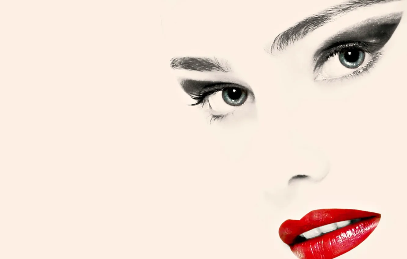Photo wallpaper look, girl, face, lipstick, lips