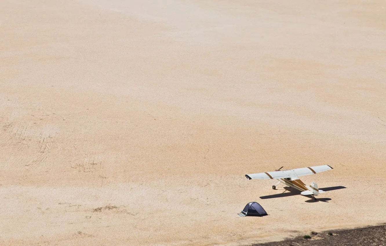 Photo wallpaper sand, desert, tent, the plane, desert, sand, plane, Tent