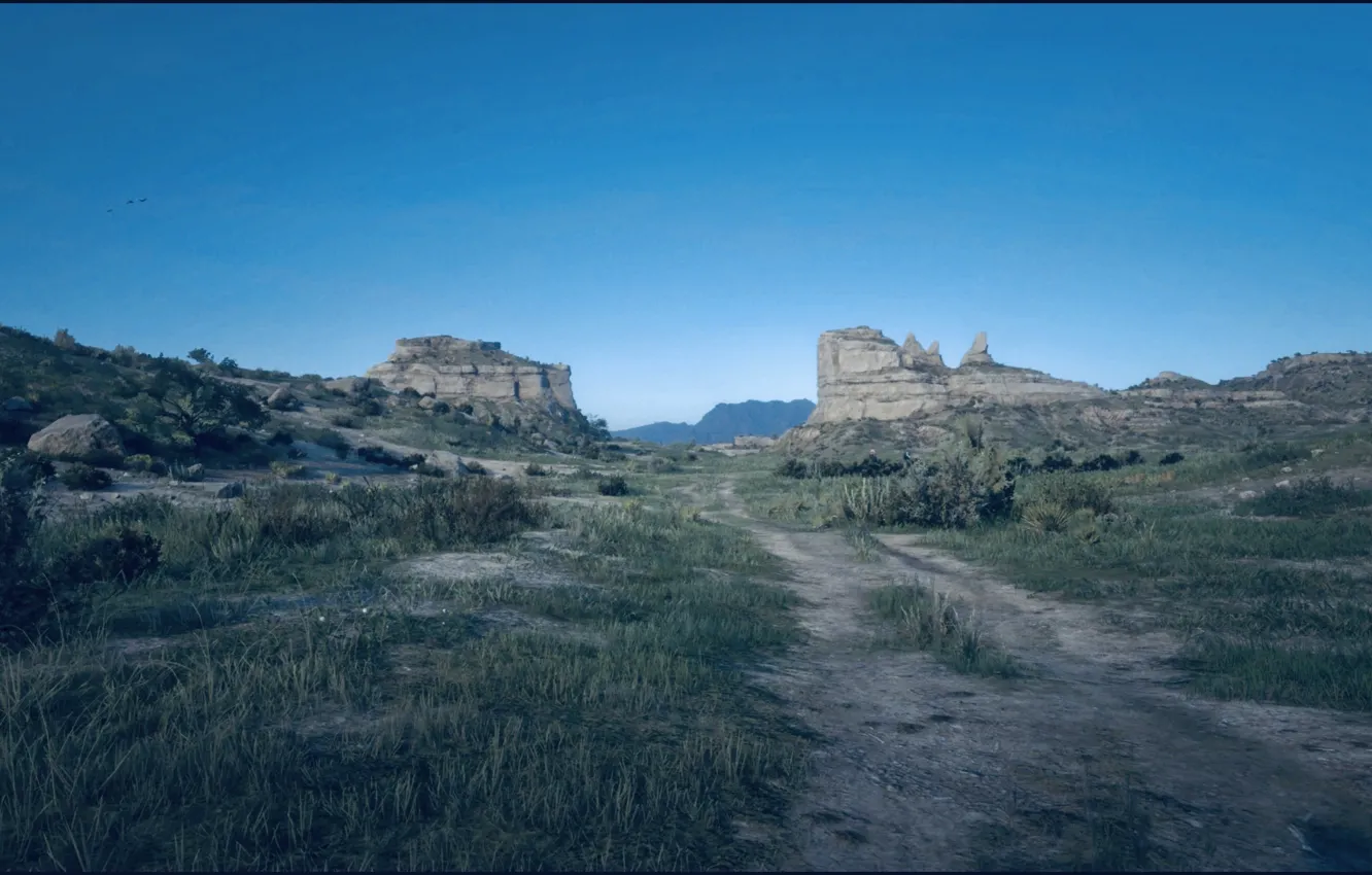 Photo wallpaper HDR, rock, game, landscape, heaven, blue sky, horizon, UHD