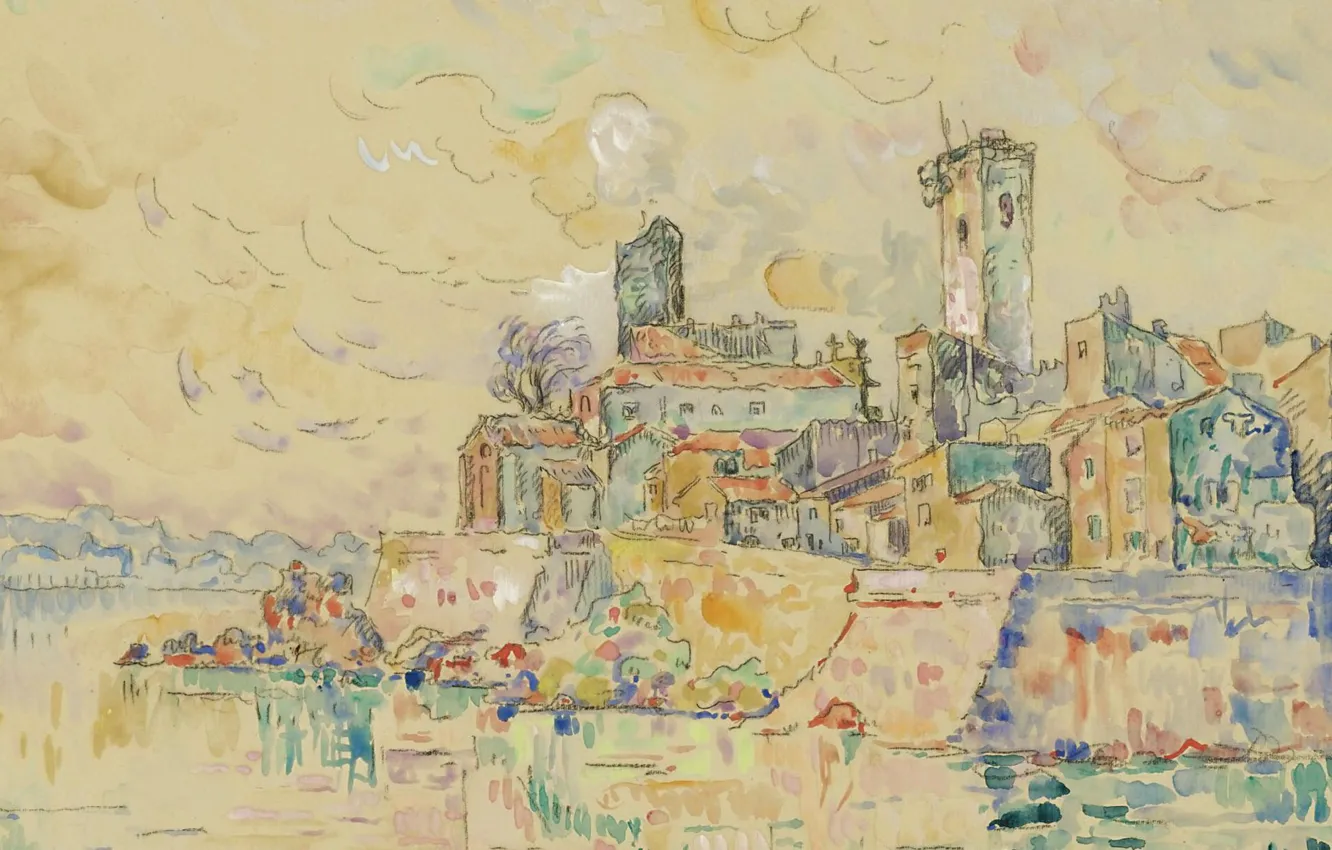 Photo wallpaper figure, watercolor, 1910, Antibes, Paul Signac, Paul Signac