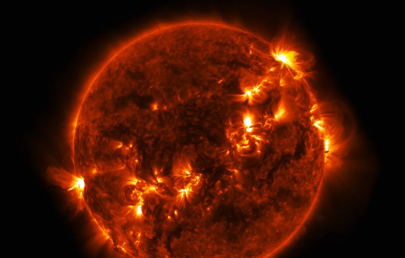 Photo wallpaper the sun, stars, flash, release, prominence