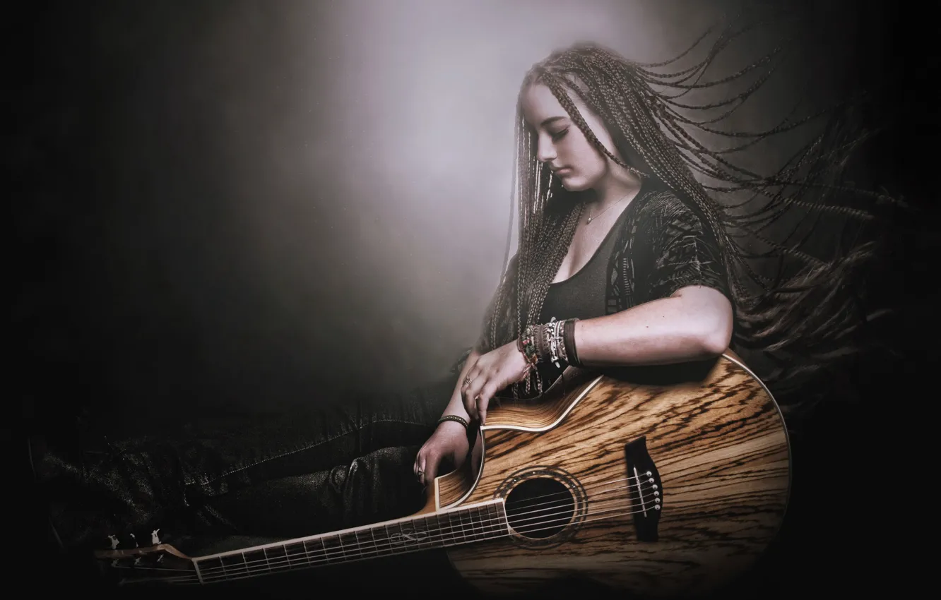 Photo wallpaper girl, music, guitar