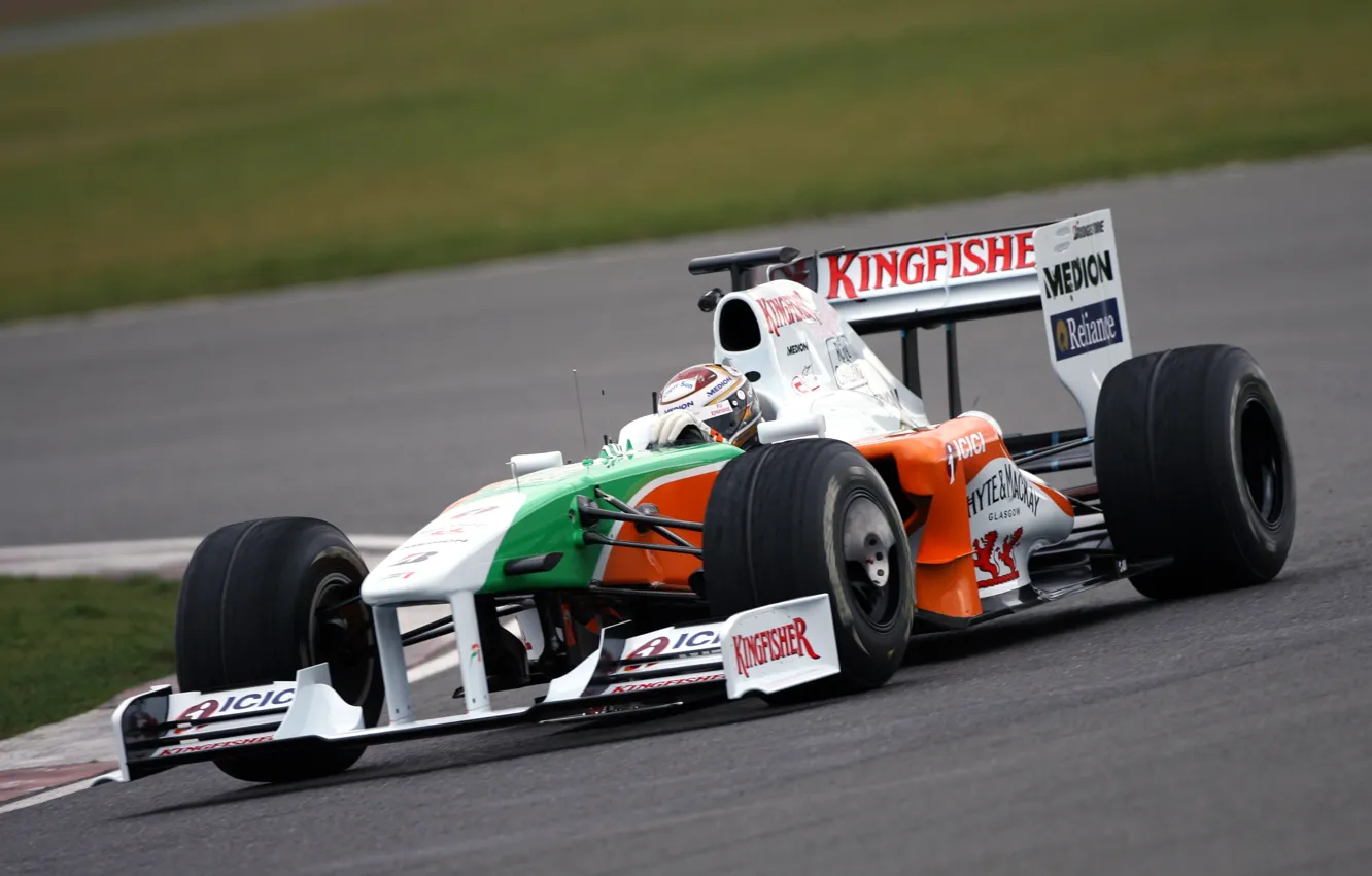 Photo wallpaper Photo, Turn, Race, Track, Formula-1, The car, Force India, Force India