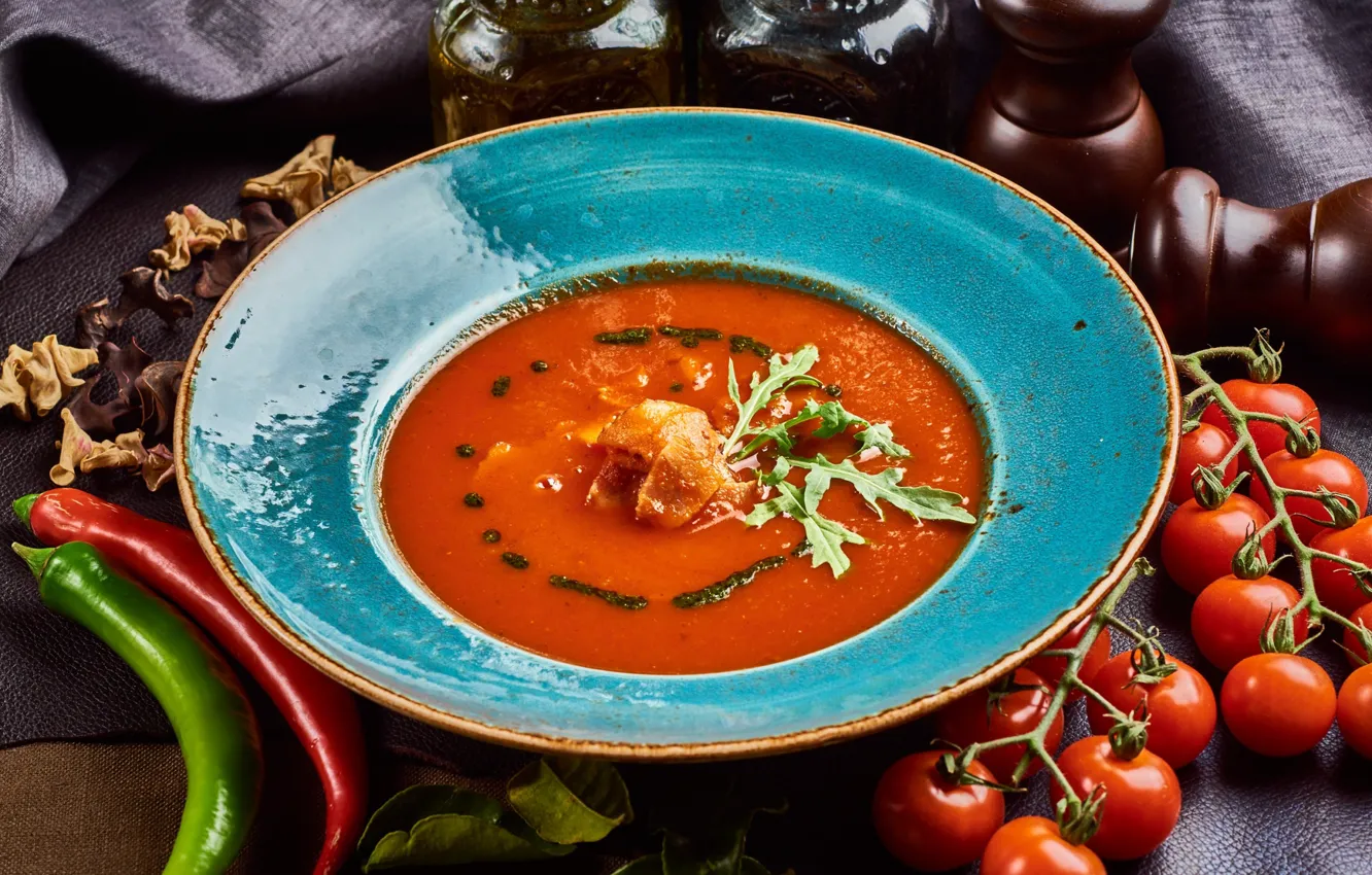 Photo wallpaper pepper, tomatoes, gazpacho
