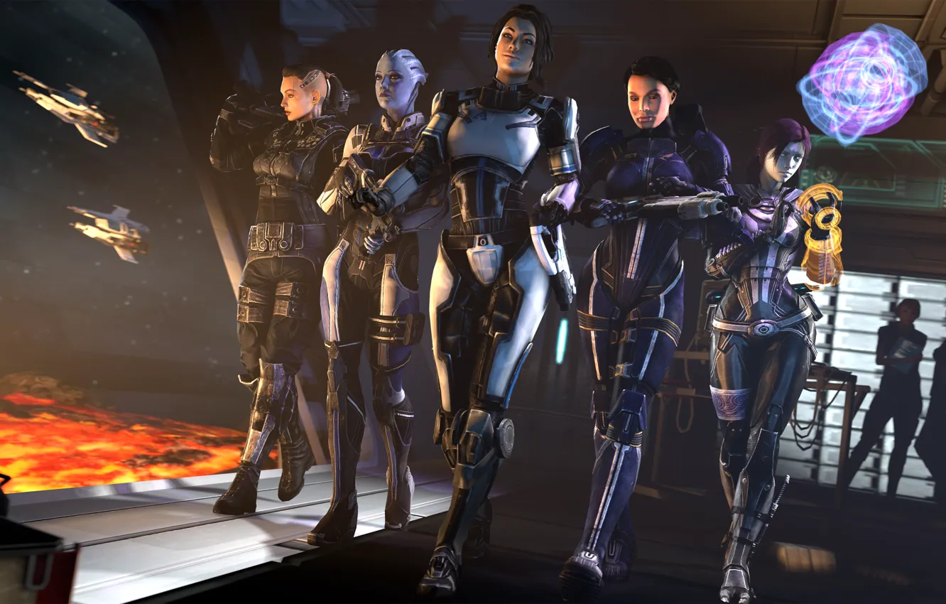 Photo wallpaper girl, mass effect, miranda lawson, Ashley Williams, Jack, tali, quarian, asari