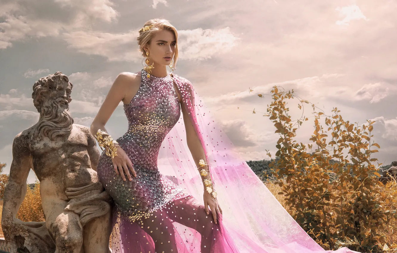 Photo wallpaper style, model, dress, sculpture, fashion