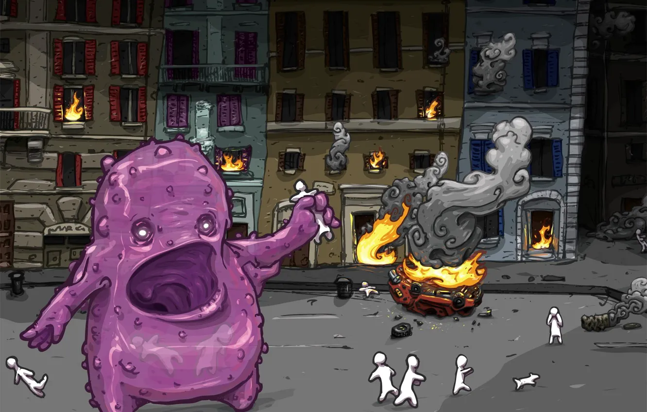 Photo wallpaper monster, men, disaster