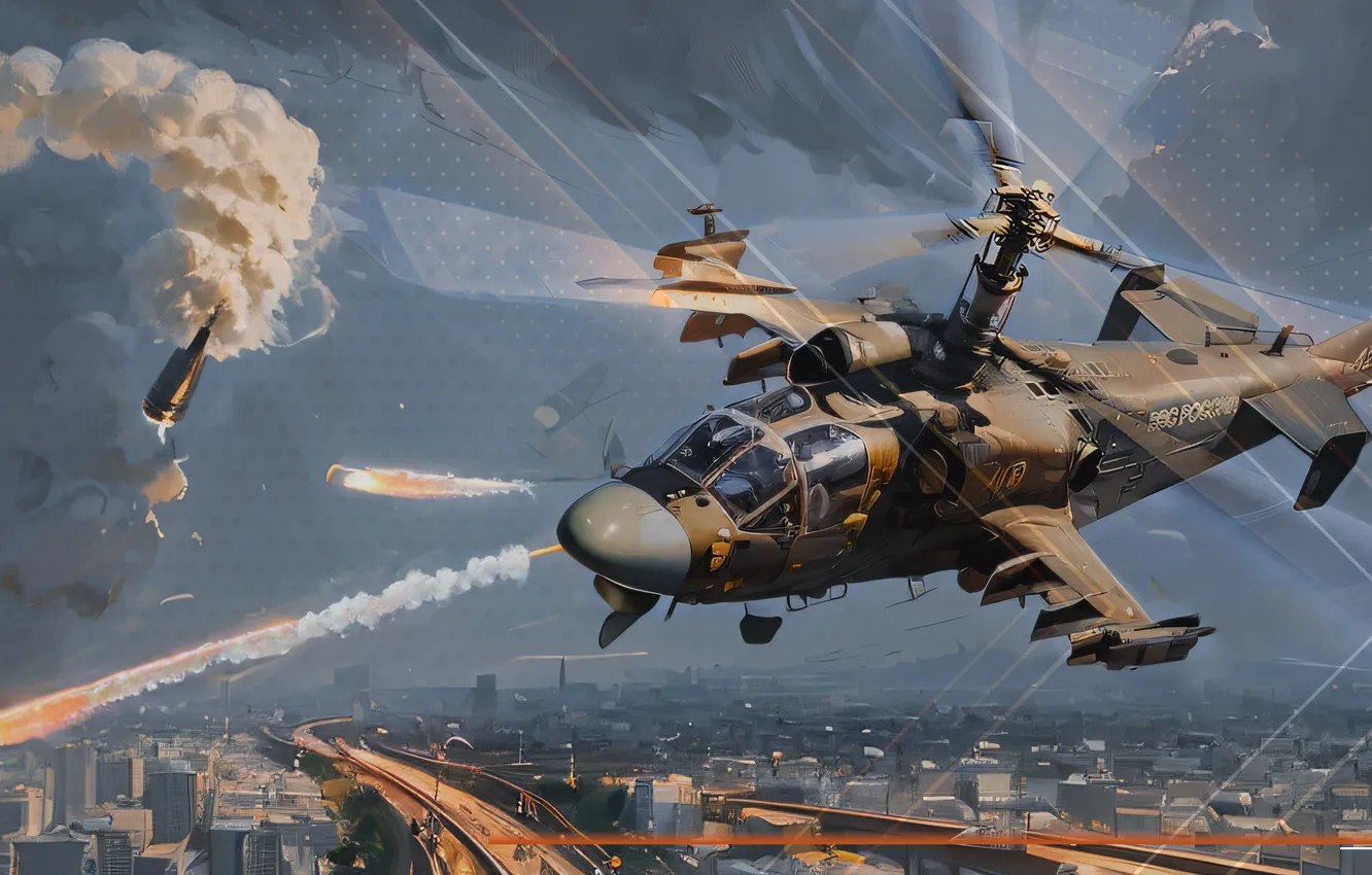 Photo wallpaper attack, helicopter, Ka-52, Ka-52 "Alligator", SVO