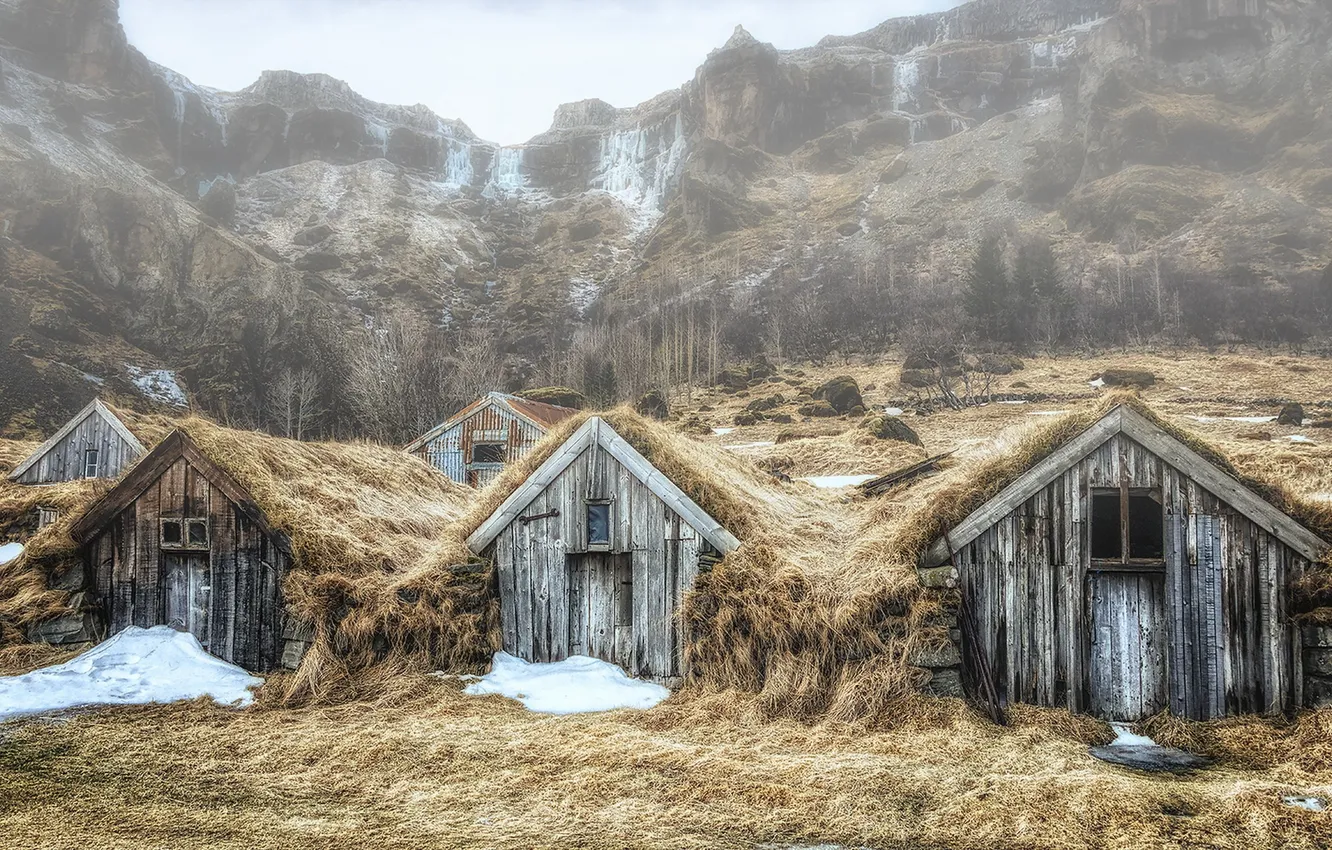 Photo wallpaper Iceland, Village, Abandoned