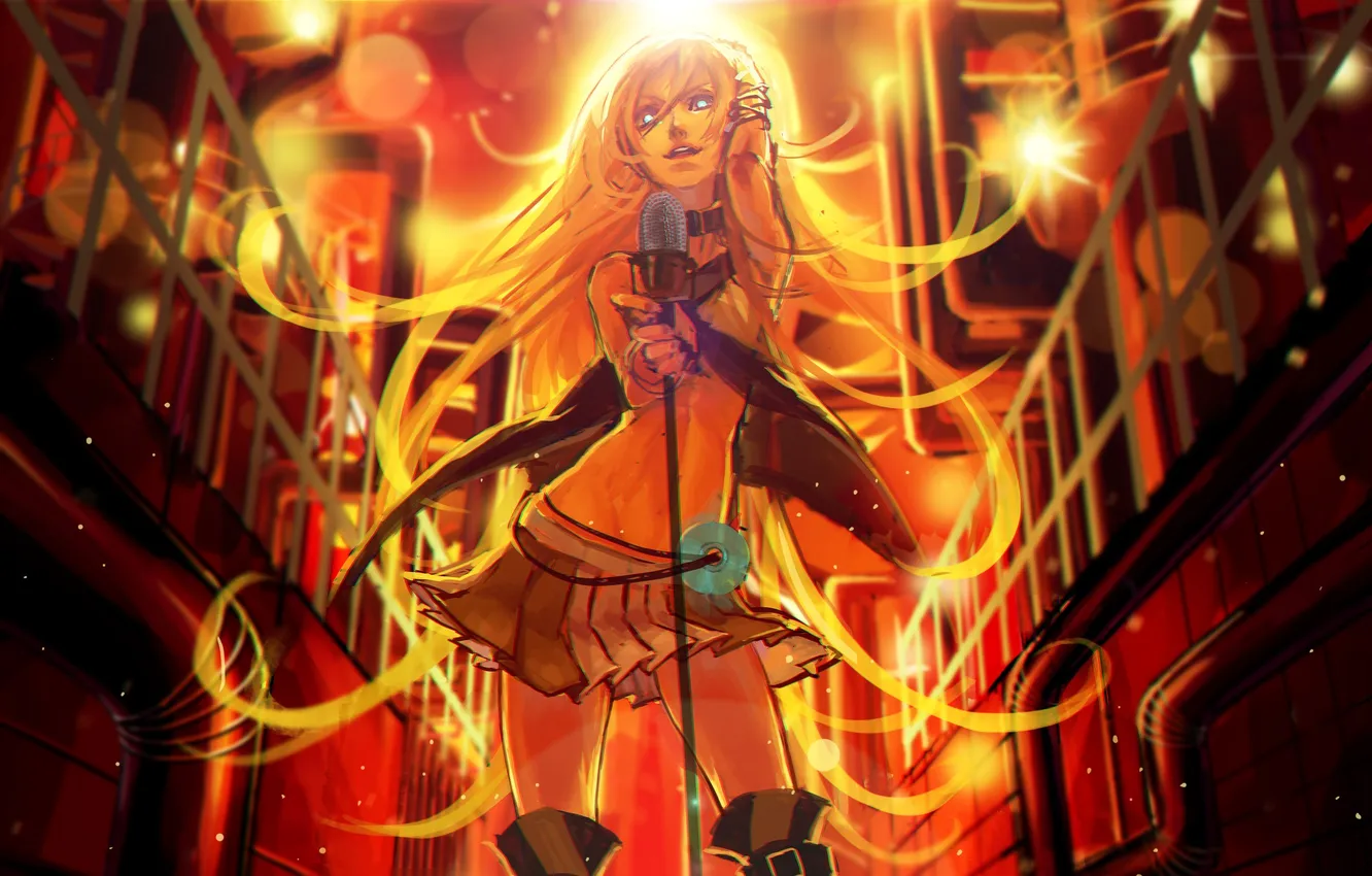 Photo wallpaper girl, light, anime, art, microphone, vocaloid, lily, sai ichirou