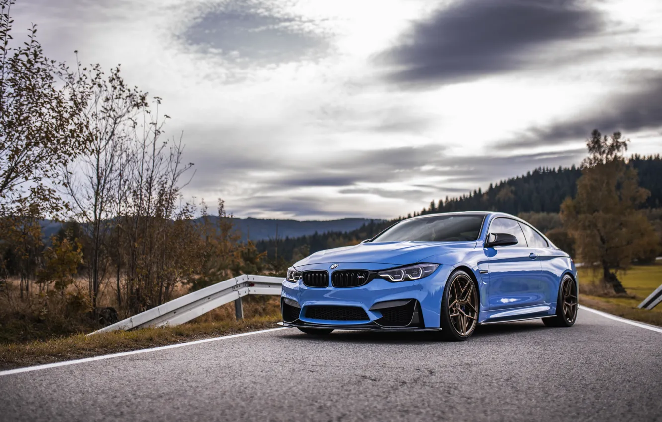 Photo wallpaper Autumn, BMW, Blue, Autumn, Road, F82