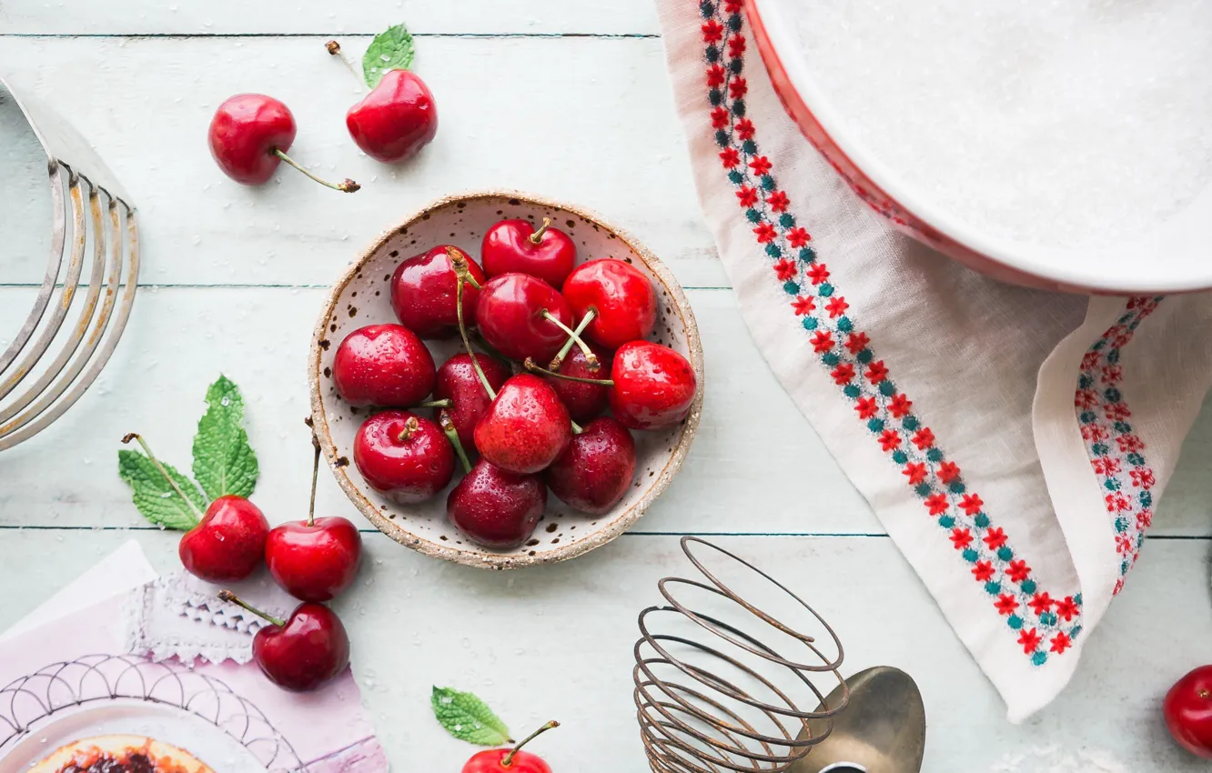 Photo wallpaper cherry, ripe, delicious, juicy