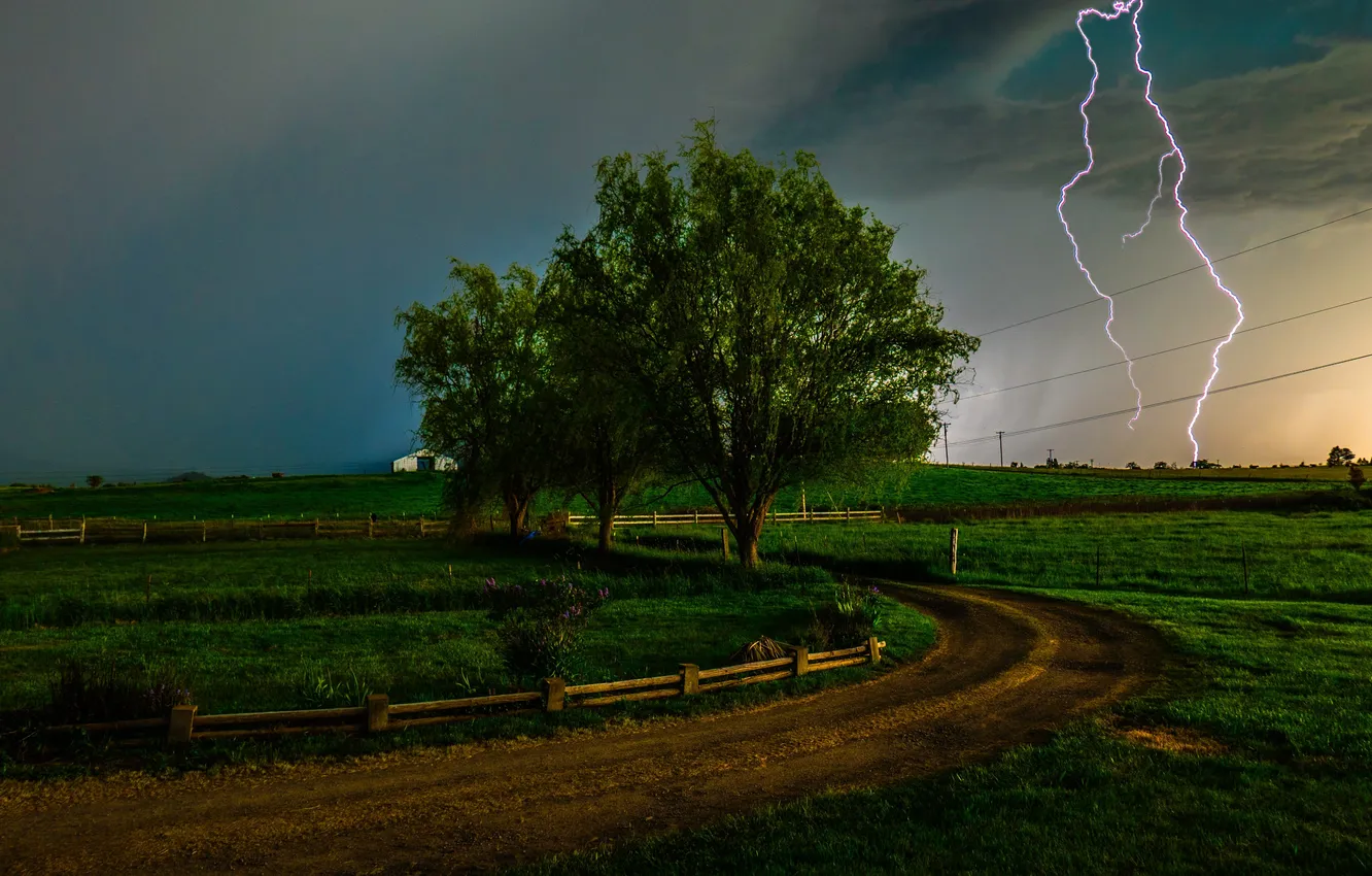 Photo wallpaper the storm, nature, element, lightning