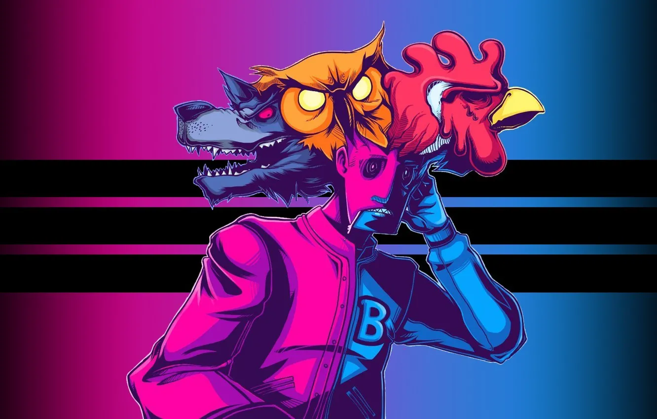 Photo wallpaper art, Killer, Hotline Miami, Dennaton Games, Dennis Mask, Rasmus Mask, Richard Mask