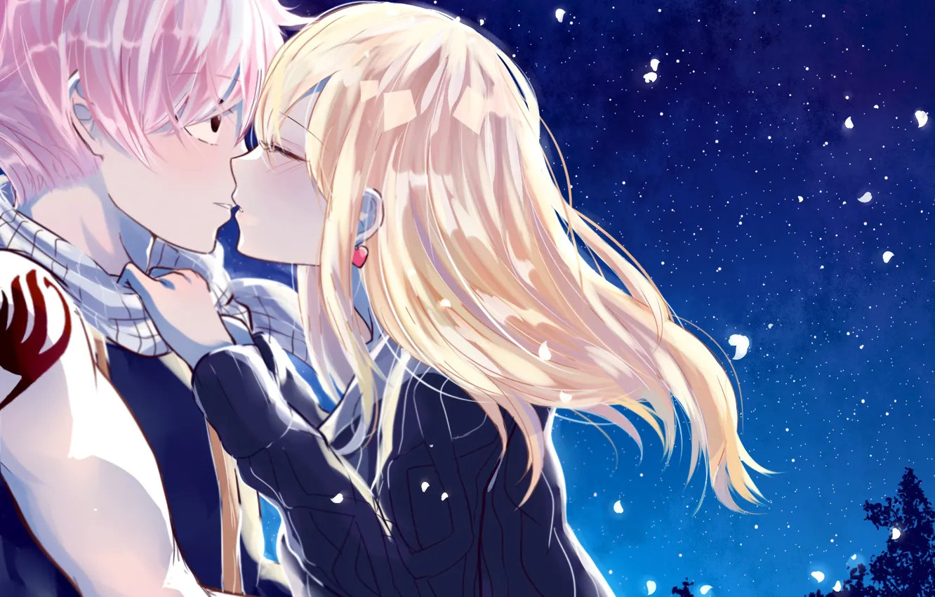 Photo wallpaper love, anime, art, pair, fairy tail, Lucy, Natsu Dragneel, Fairy tail