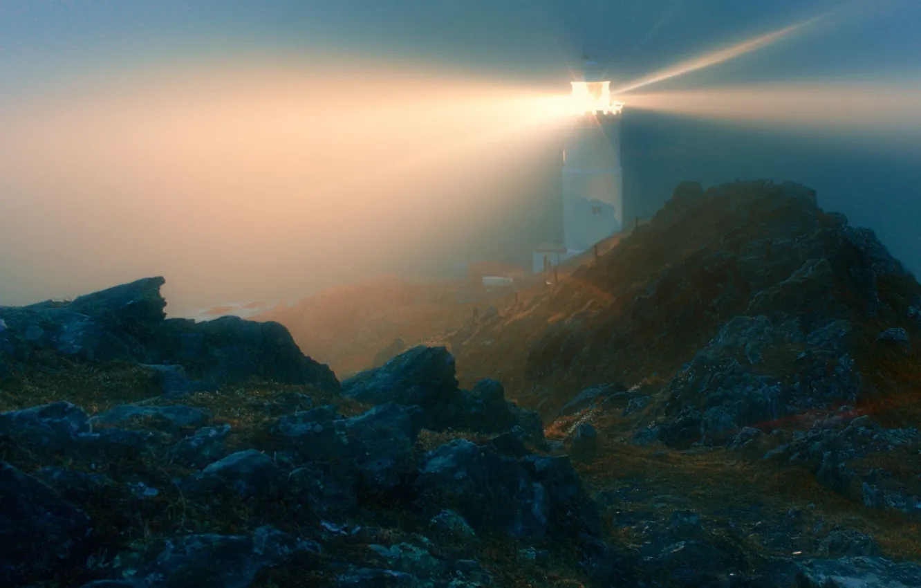 Photo wallpaper light, stones, lighthouse