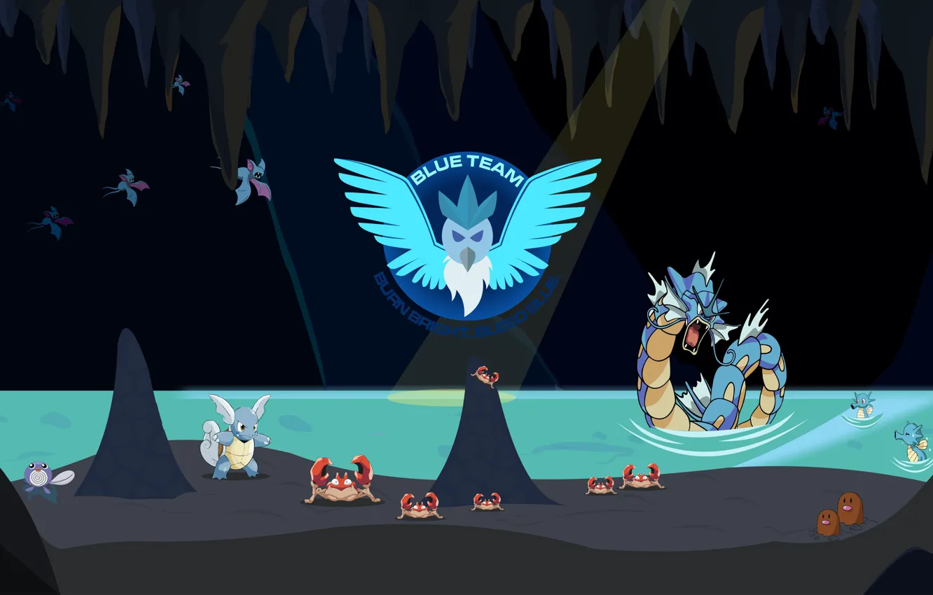 Photo wallpaper Pokémon Gb, bird, Nintendo, game, pokemon, blue team